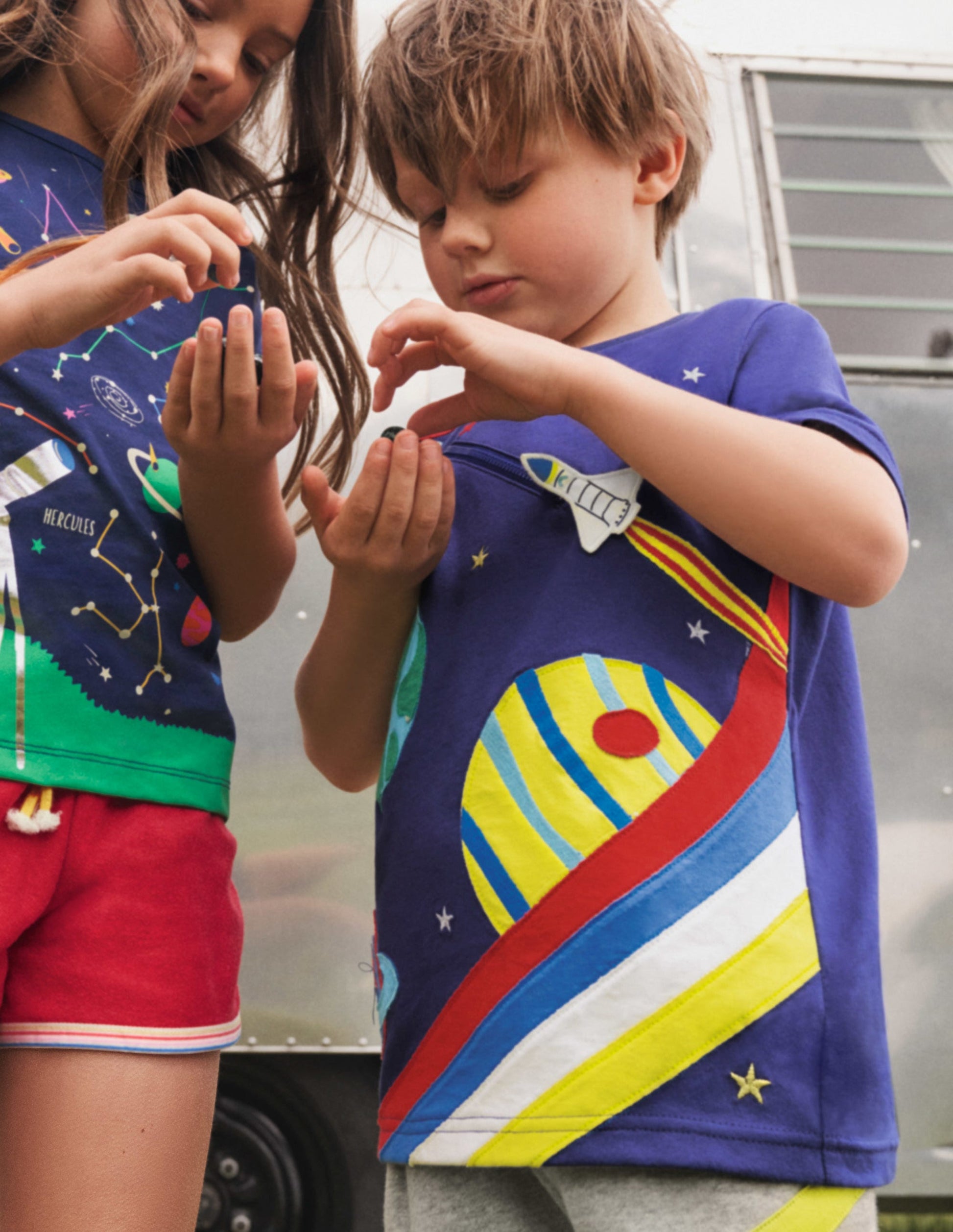 Zip Appliqué T-shirt-Starboard Blue Space-4