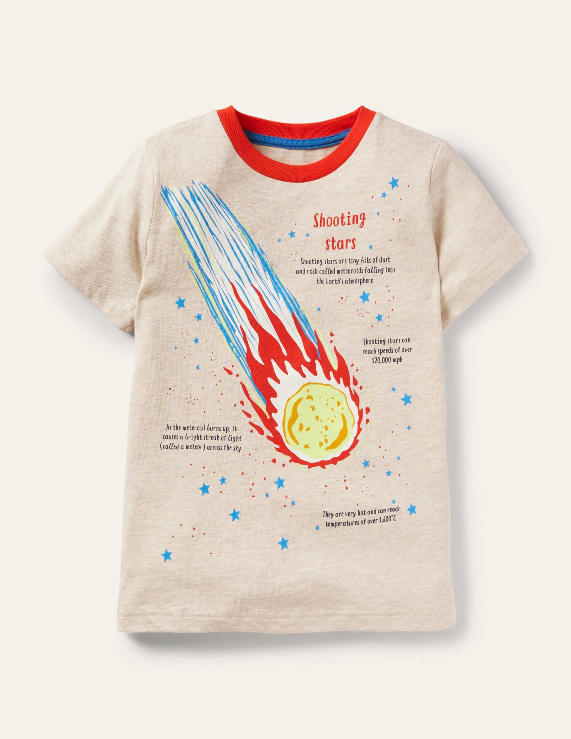 Glowing Educational T-shirt-Ivory Shooting Stars - Image 1