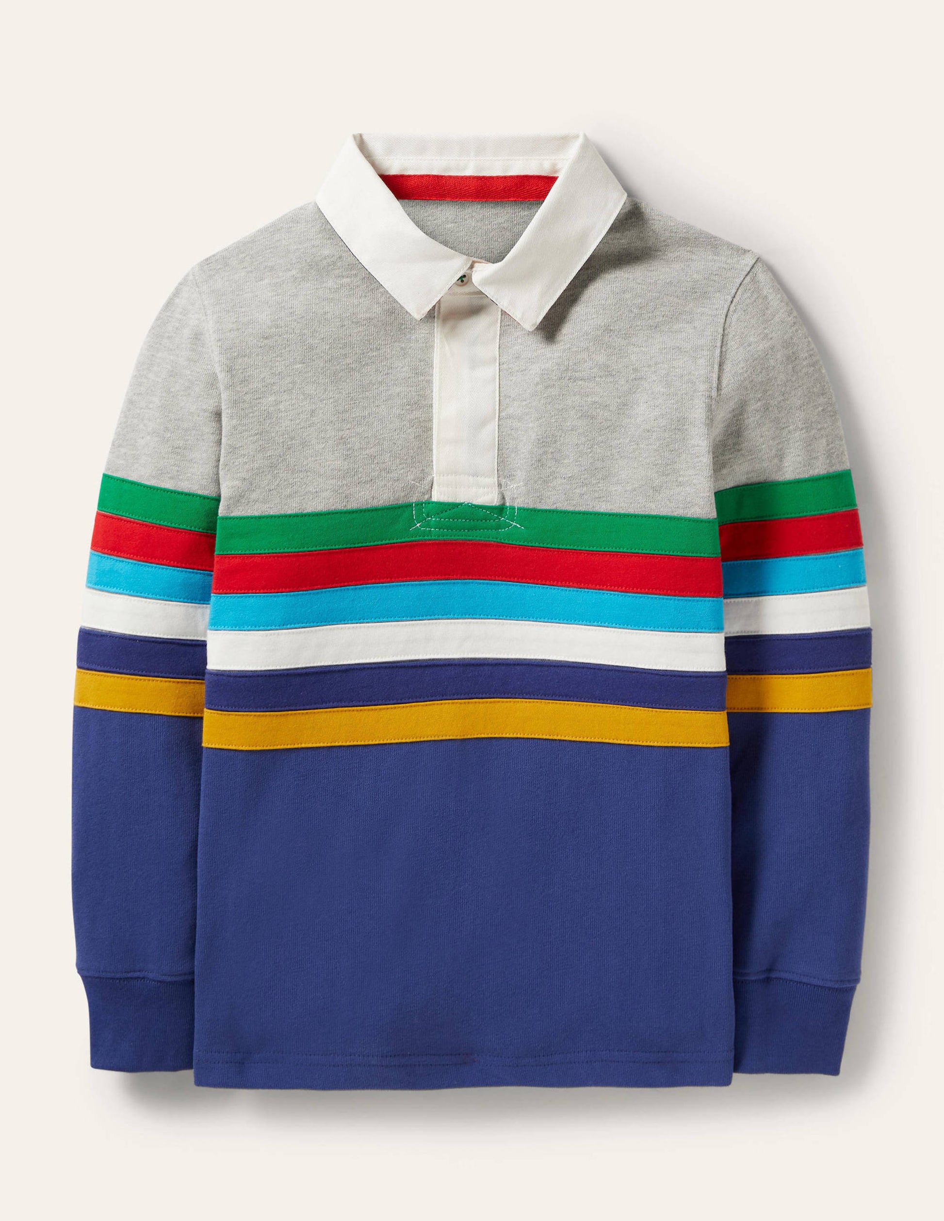 Colourblock Rugby Shirt-Colourblock Rainbow Stripe-1