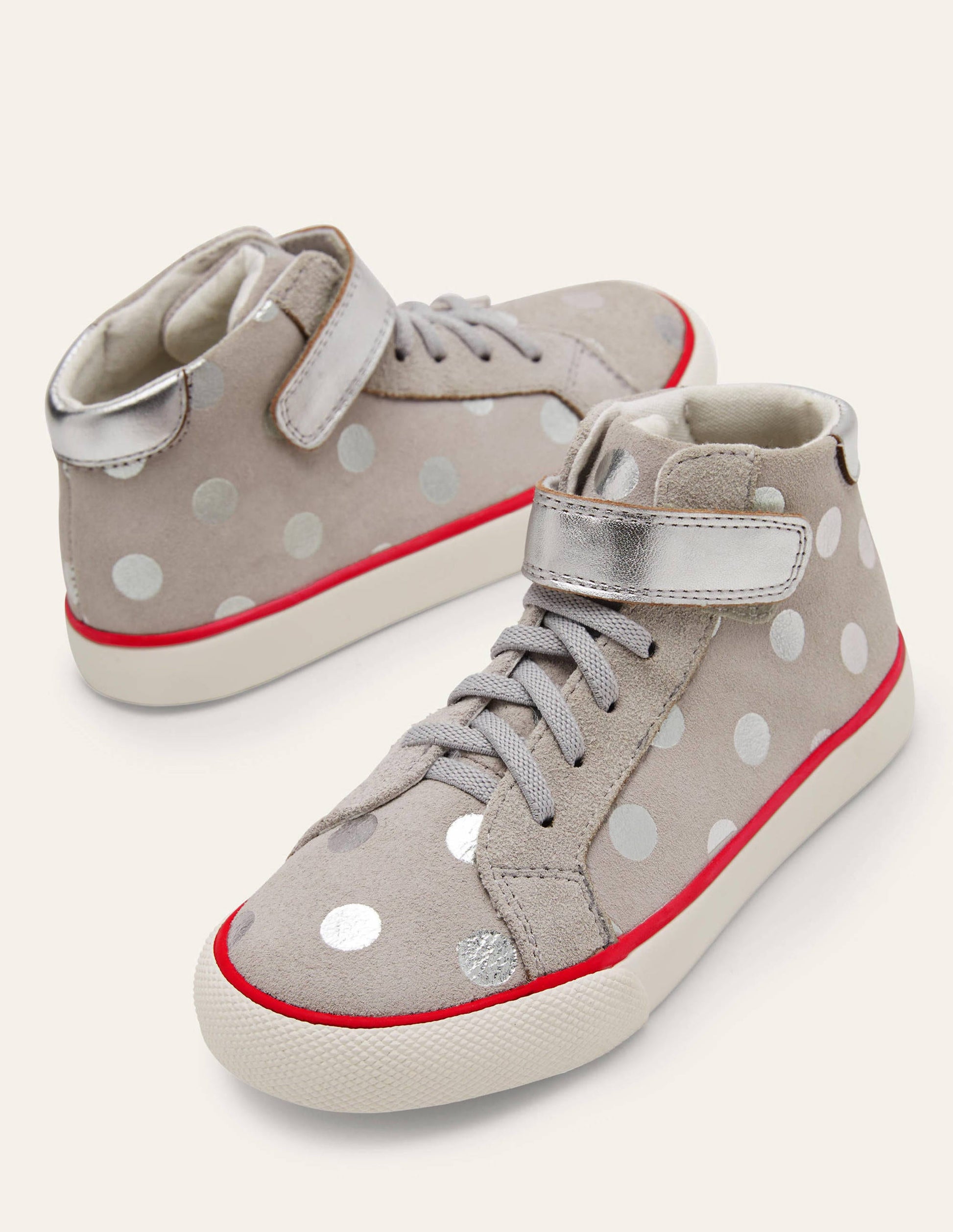 Elasticated Lace High Tops-Silver Spot-1