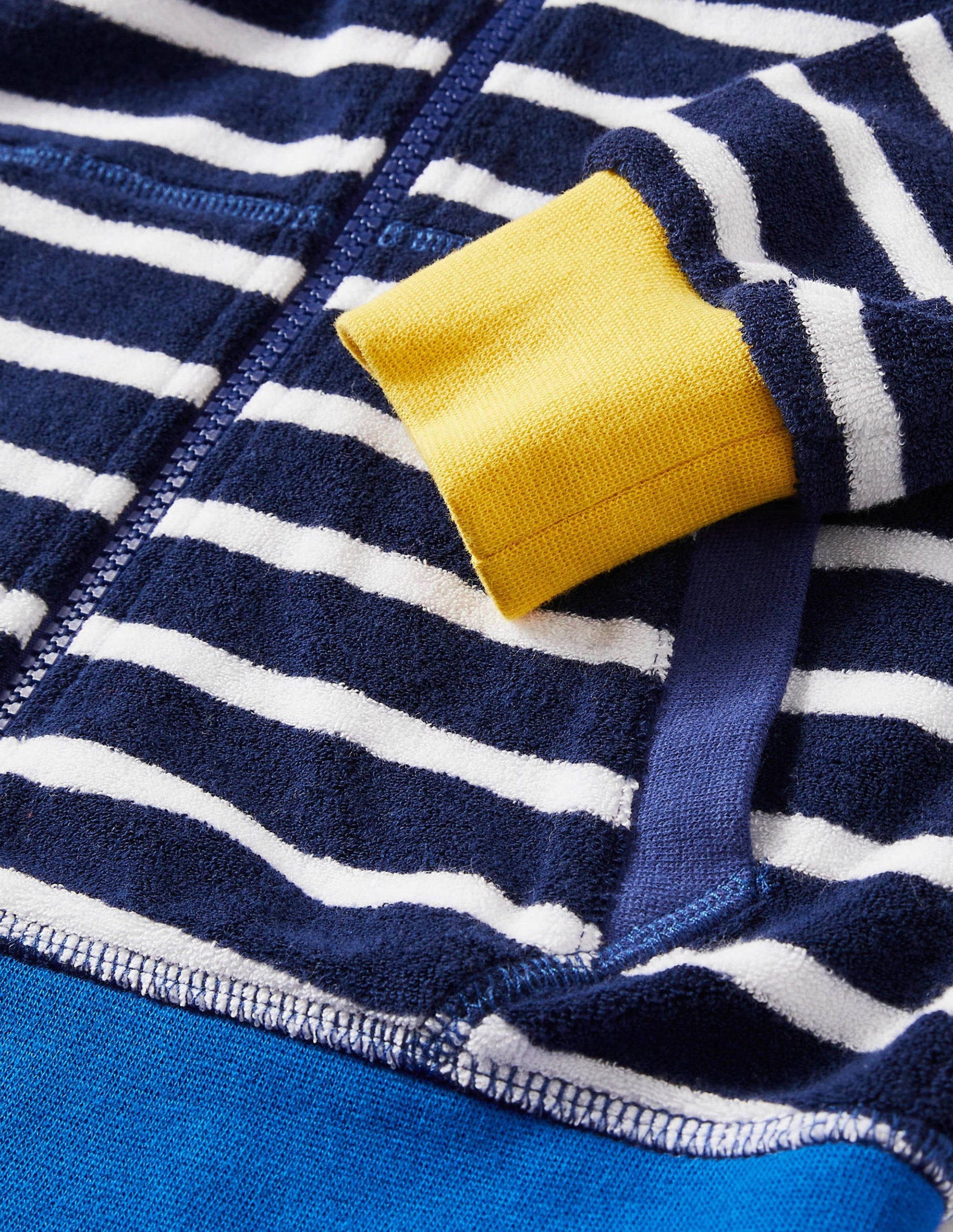 Towelling Zip-through Hoodie-College Navy Stripe-3
