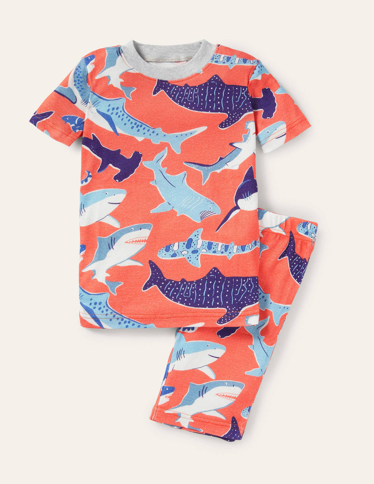 Red Glow-in-the-dark Shark Pajamas-Soft Red Sharks-1
