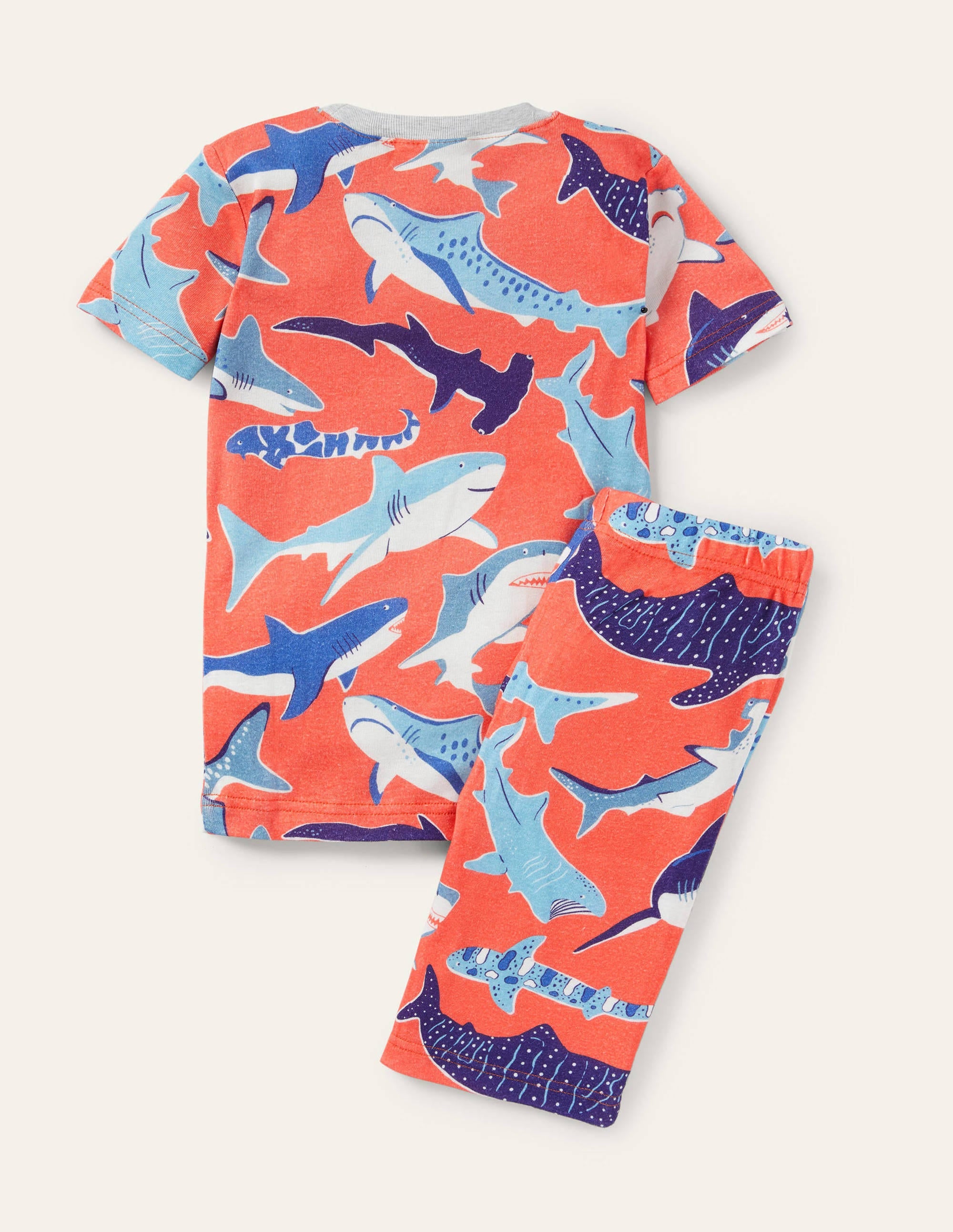 Red Glow-in-the-dark Shark Pajamas-Soft Red Sharks - Image 2