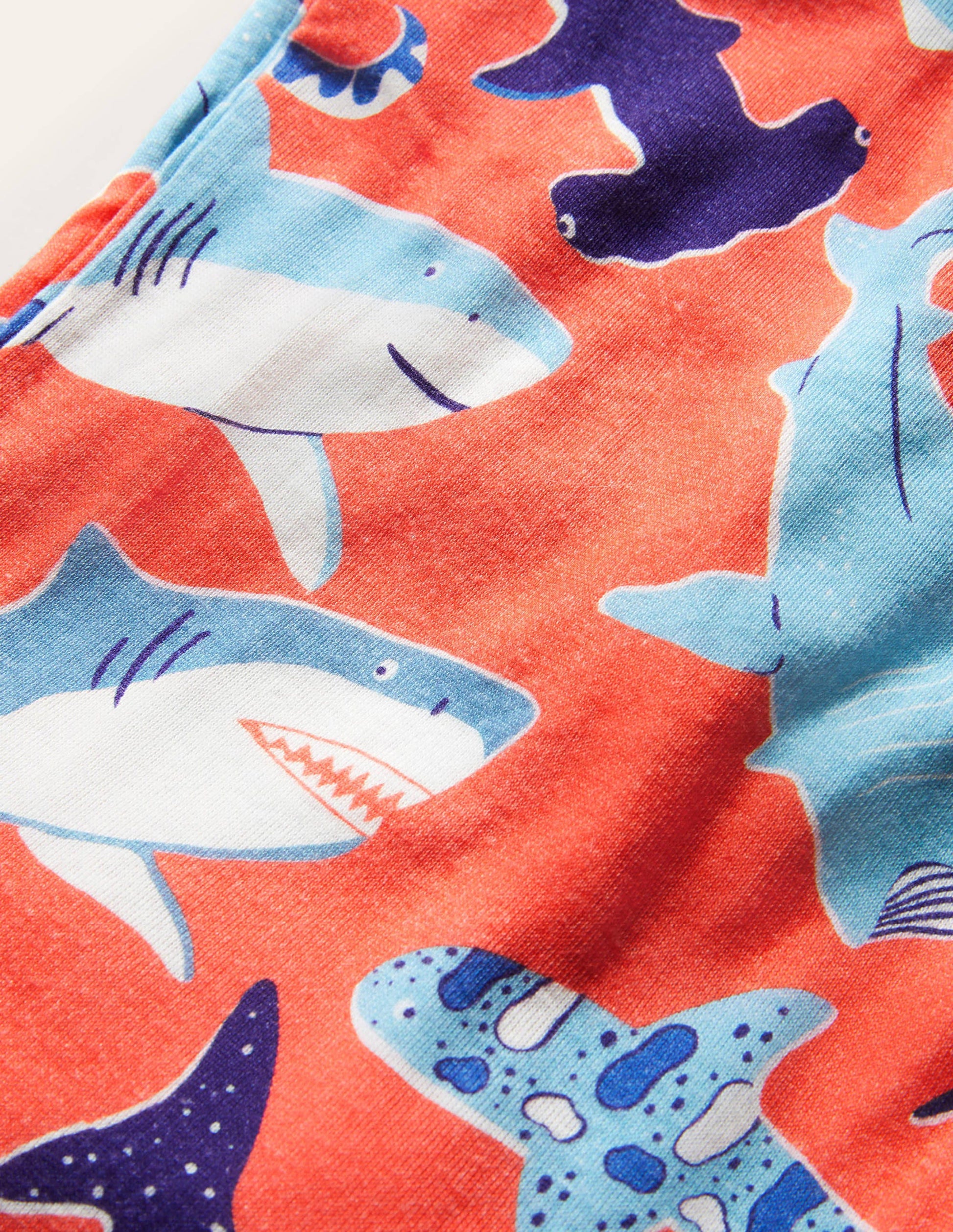 Red Glow-in-the-dark Shark Pajamas-Soft Red Sharks-3