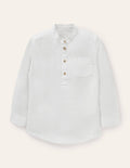 Linen Cotton Grandad Shirt-White