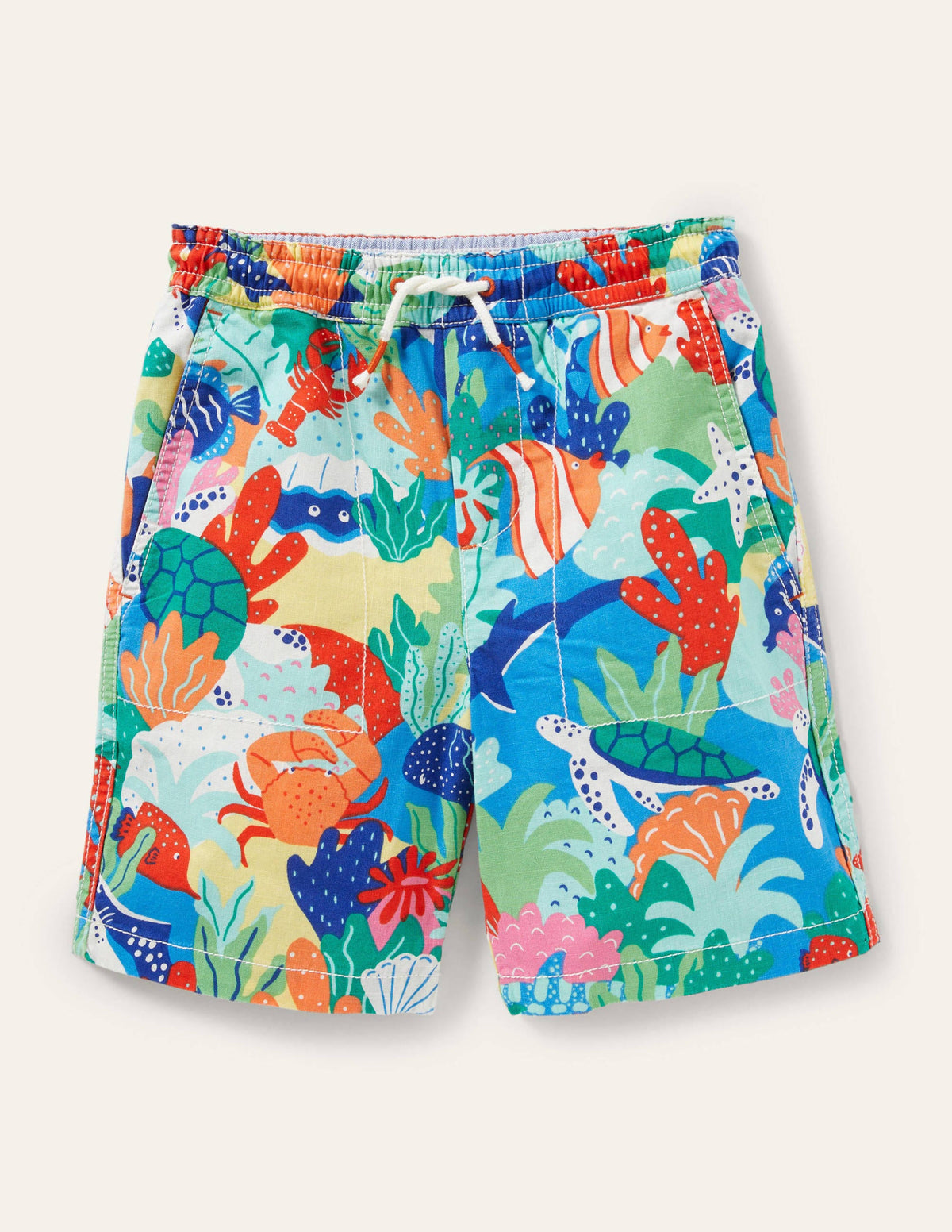 Pull-on Drawstring Shorts-Multi Rainbow Reef - Image 1