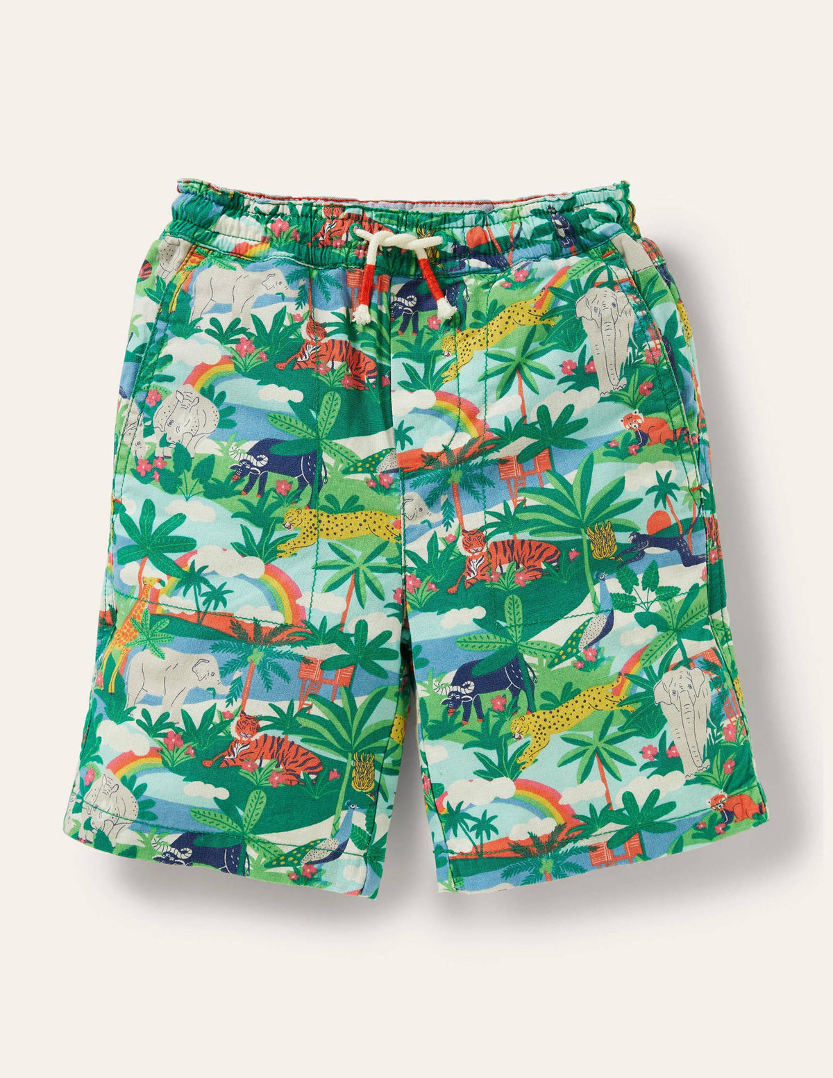 Pull-on Drawstring Shorts-Jungle Scene - Image 1