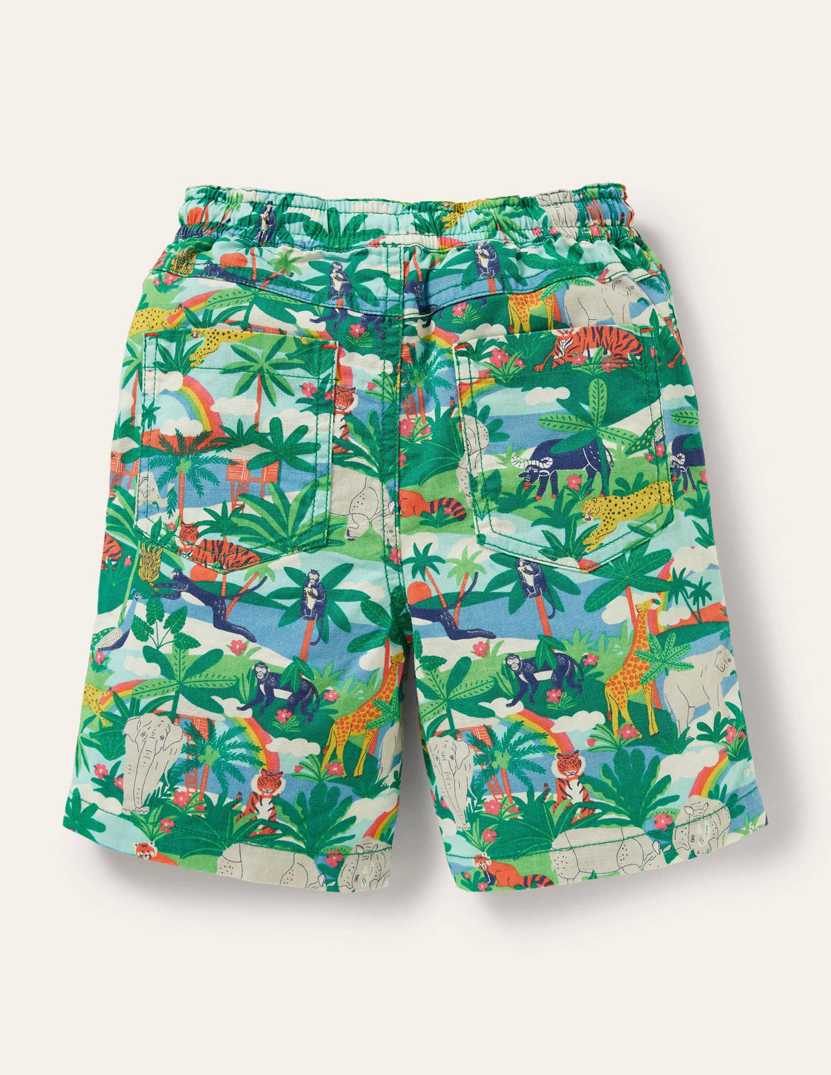Pull-on Drawstring Shorts-Jungle Scene - Image 2