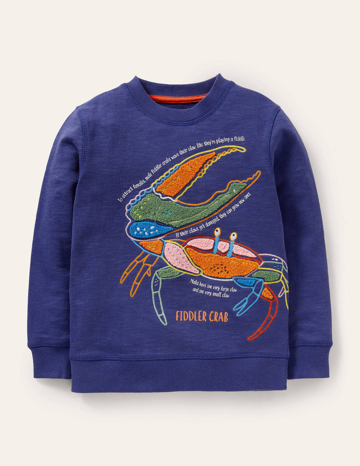 Appliqué Crab Sweatshirt-Starboard Blue-1