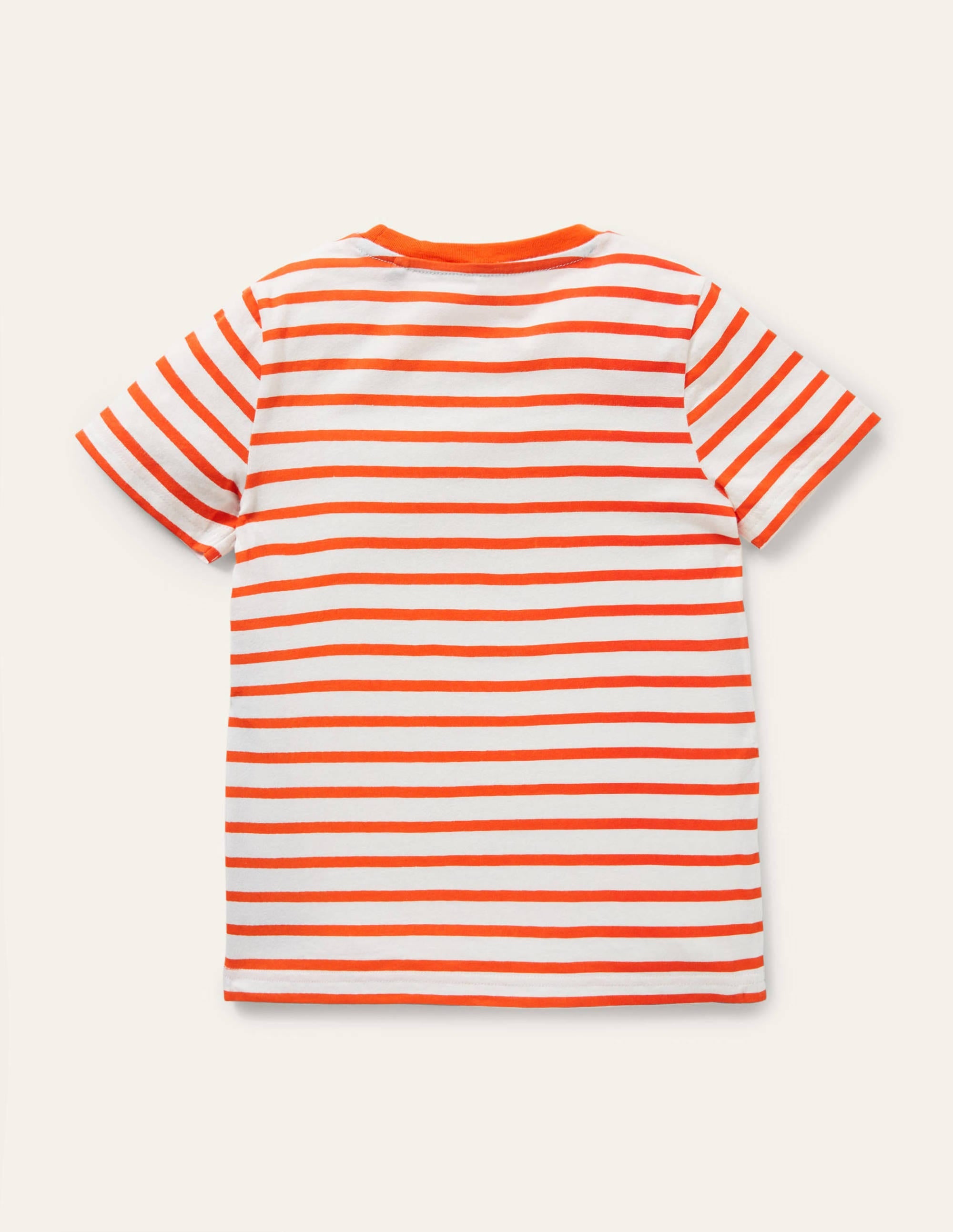 Stripy Animal Appliqué T-shirt-Ivory/Mandarin Orange Elephant - Image 2