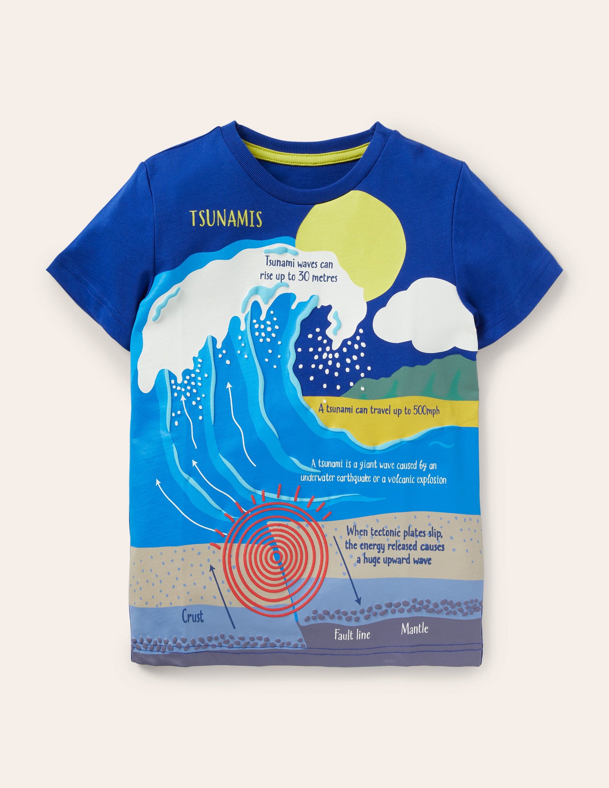 Printed Educational T-shirt-Blue Wave Tsunami-1