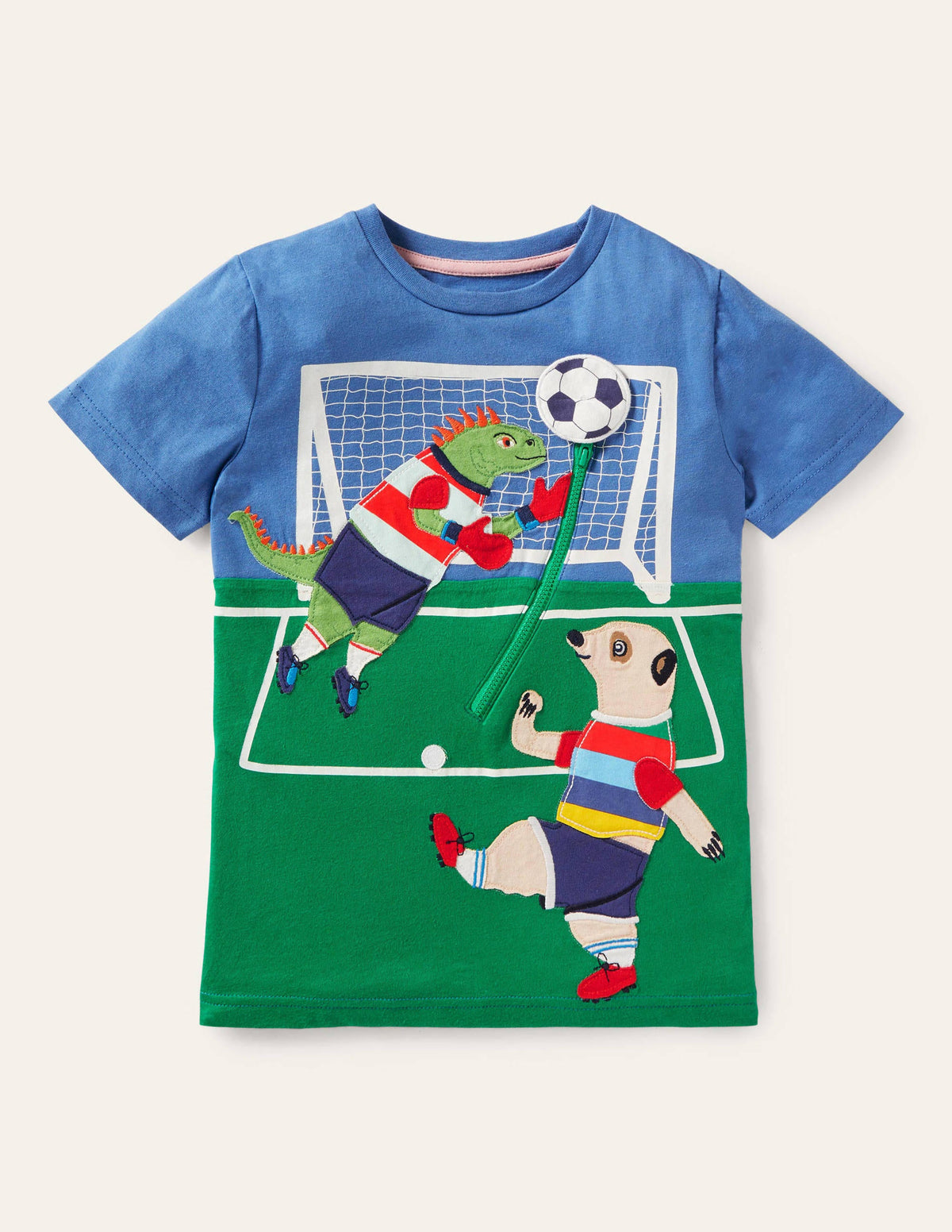 Zip Appliqué T-shirt-Elizabethan Blue Football - Image 1
