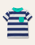 Short-sleeved Rash Guard-Blue Wave/White