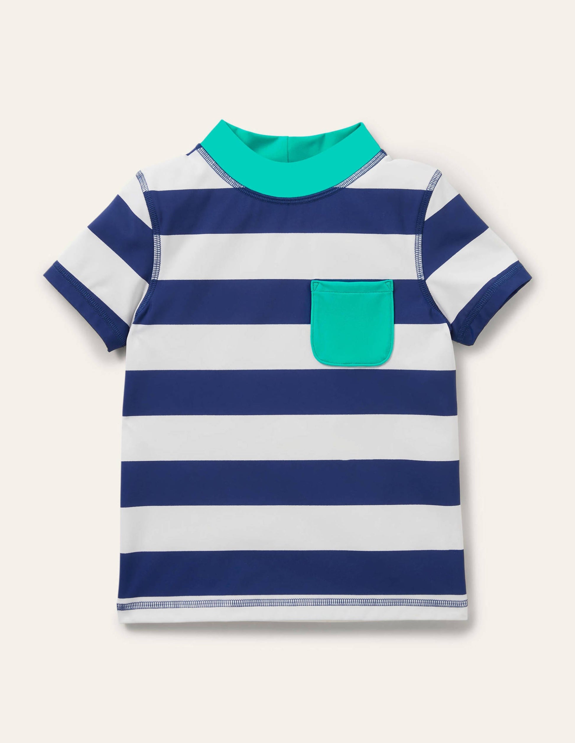 Short-sleeved Rash Guard-Blue Wave/White-1