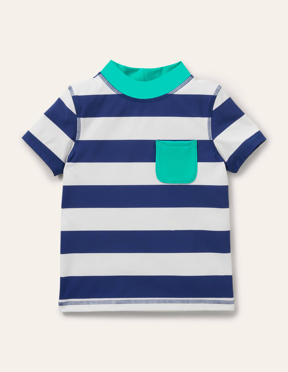 Short-sleeved Rash Guard-Blue Wave/White - Image 1