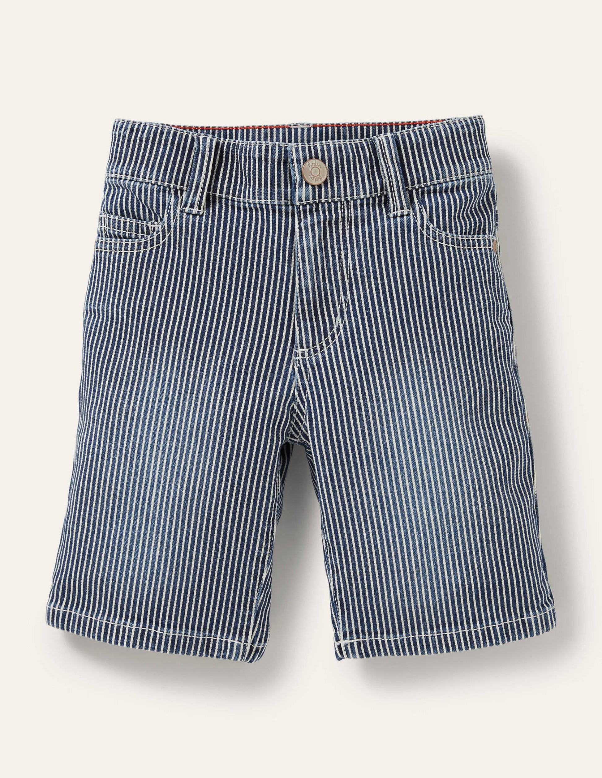 Adventure-flex Denim Shorts-Indigo Blue Ticking-1