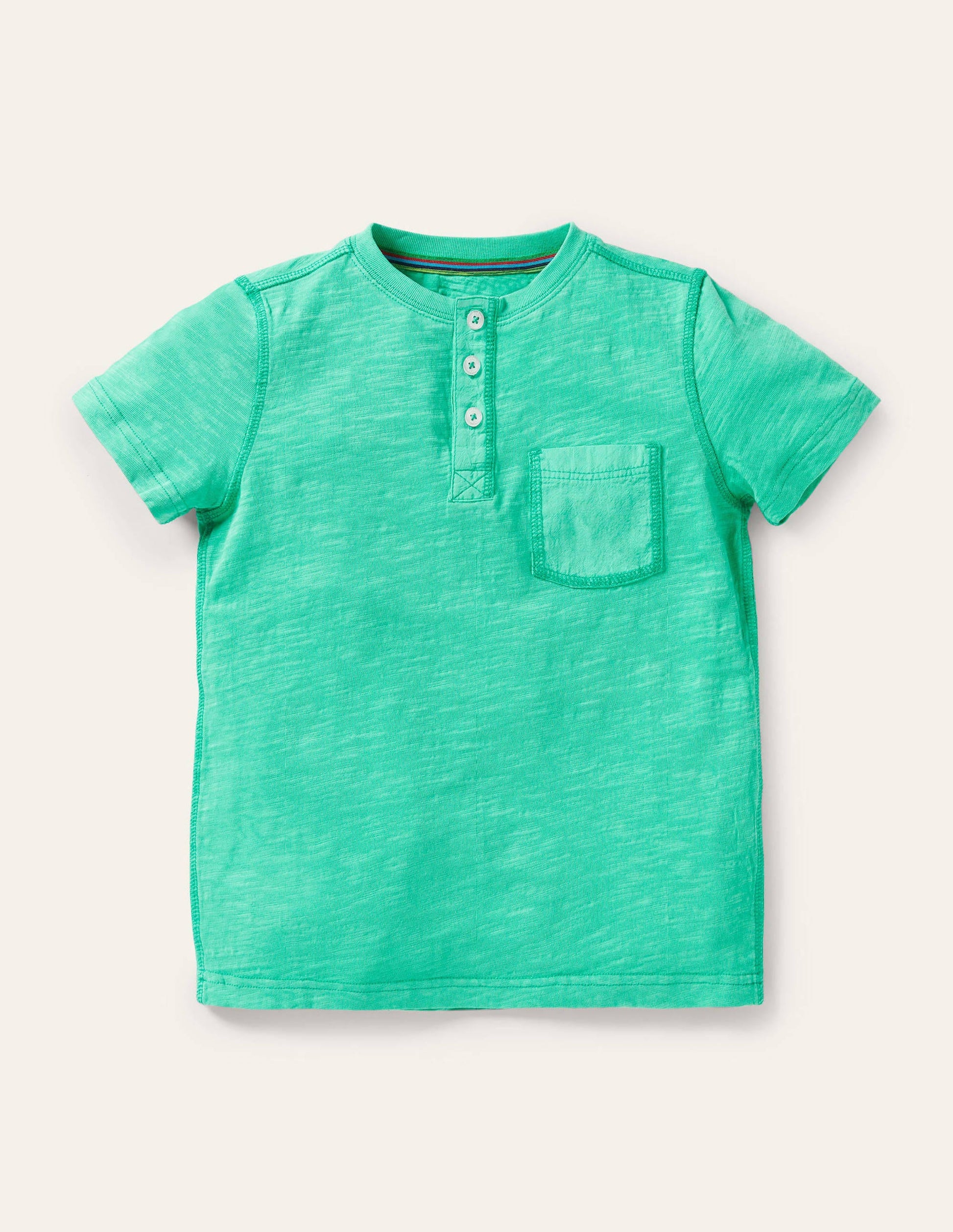 Garment Dye Henley T-shirt-Tropical Green-1
