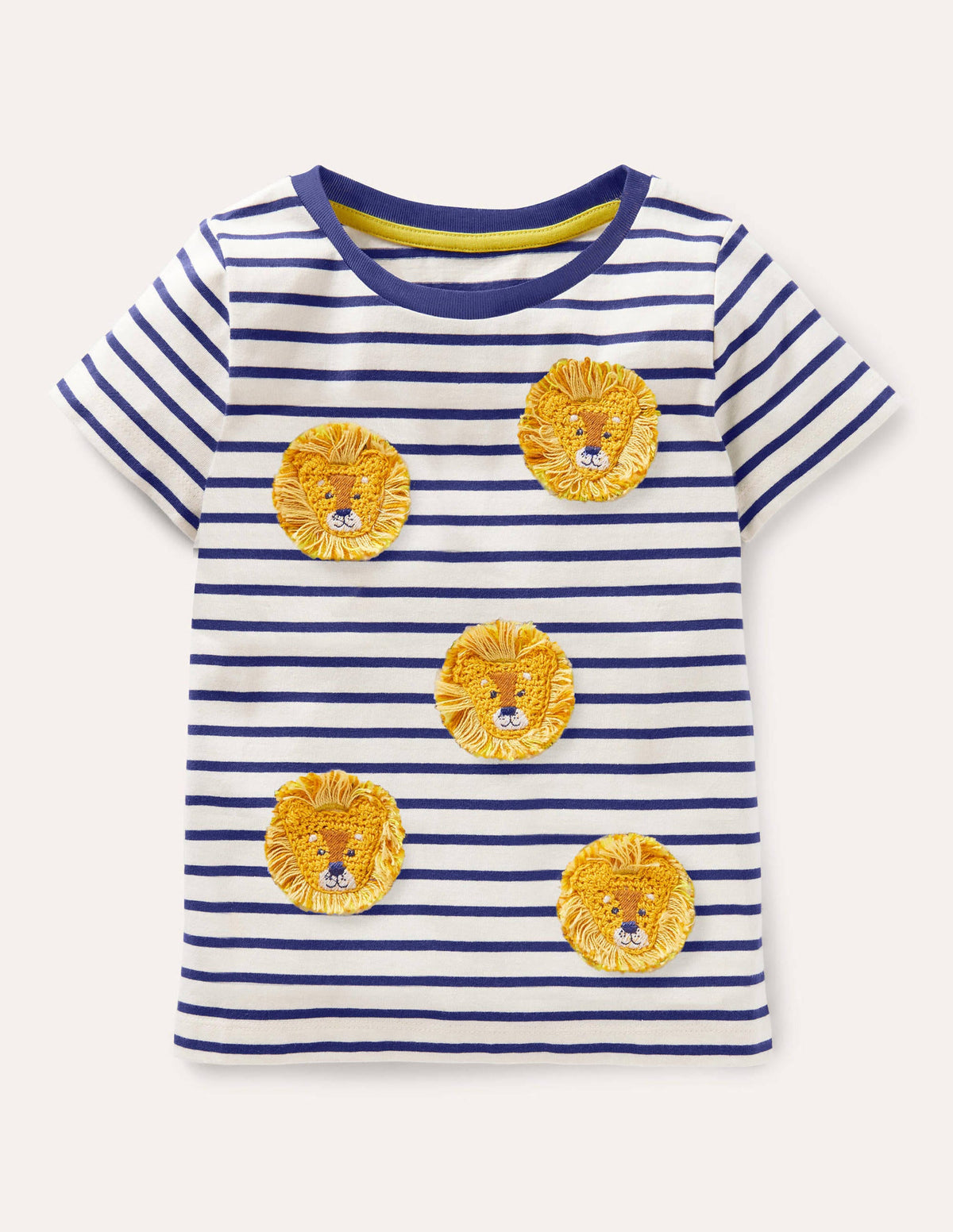 Crochet T-shirt-Starboard Blue/Ivory Lions - Image 1