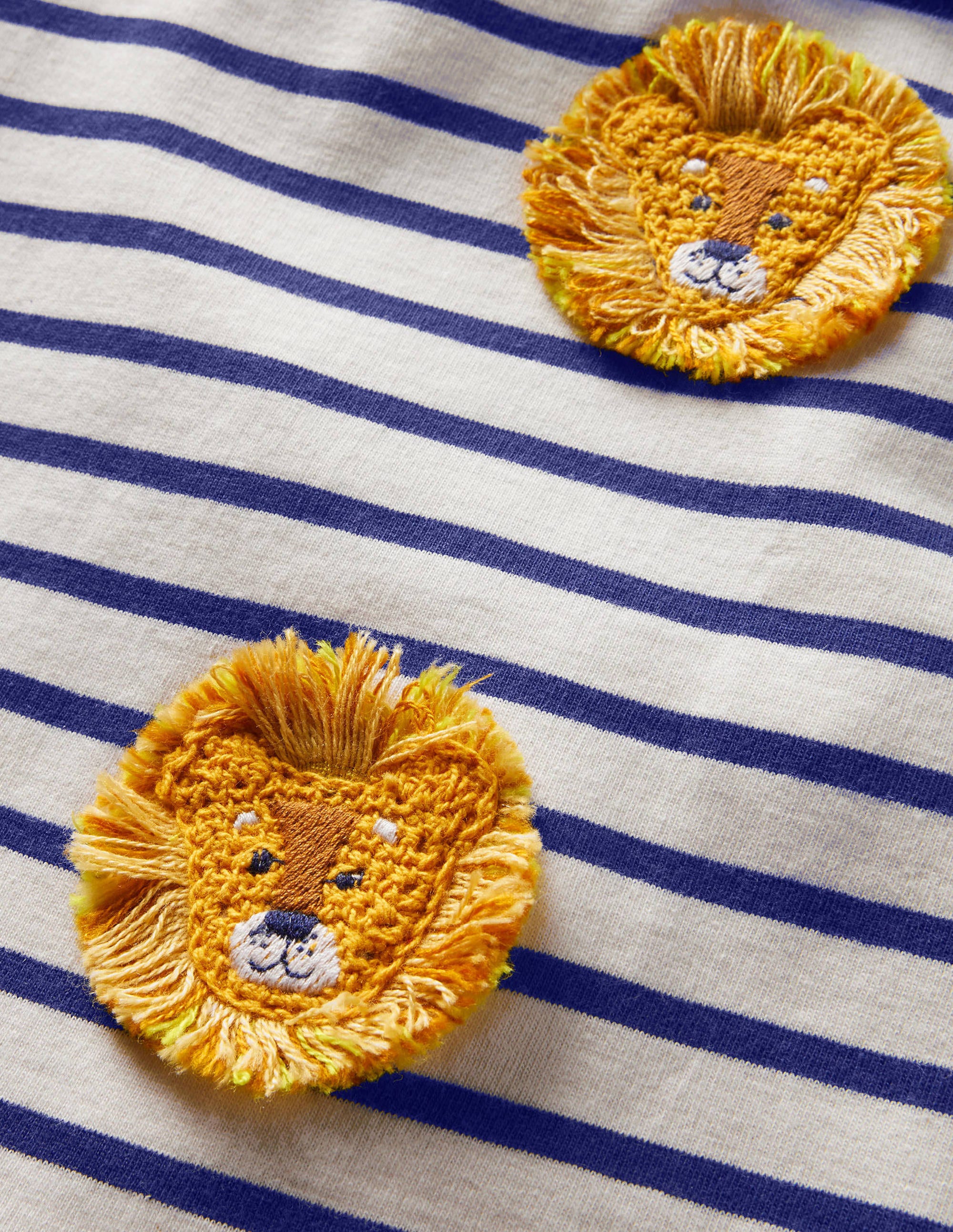 Crochet T-shirt-Starboard Blue/Ivory Lions - Image 3