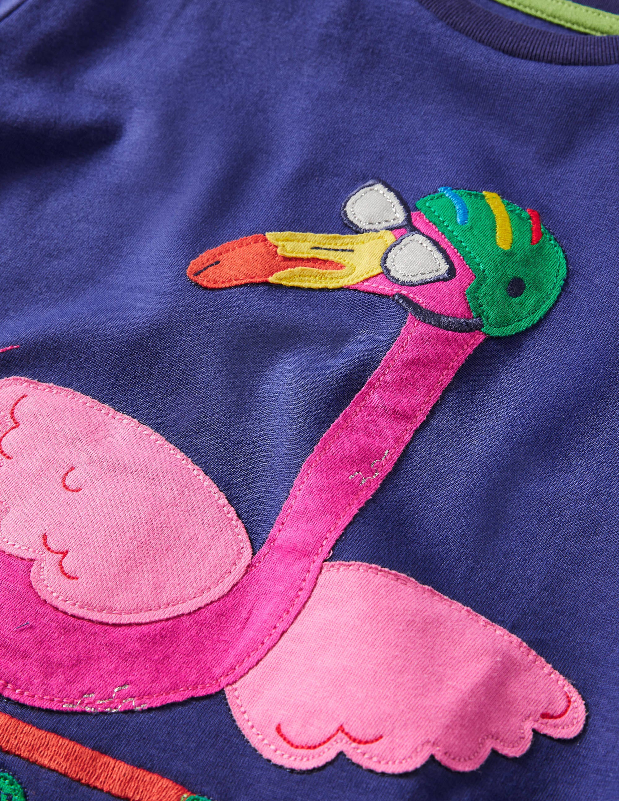 Funny Animals Appliqué T-shirt-Starboard Blue Flamingo - Image 3