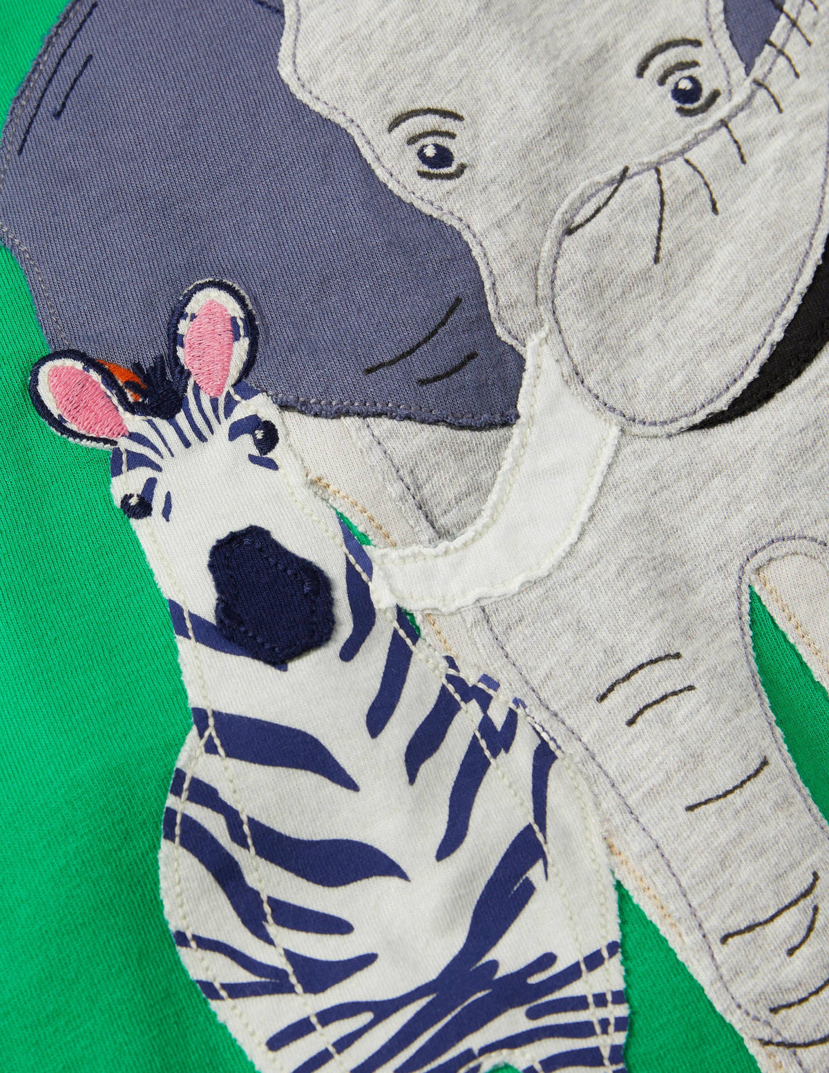 Front & Back Appliqué T-shirt-Green Pepper Safari Animals - Image 3