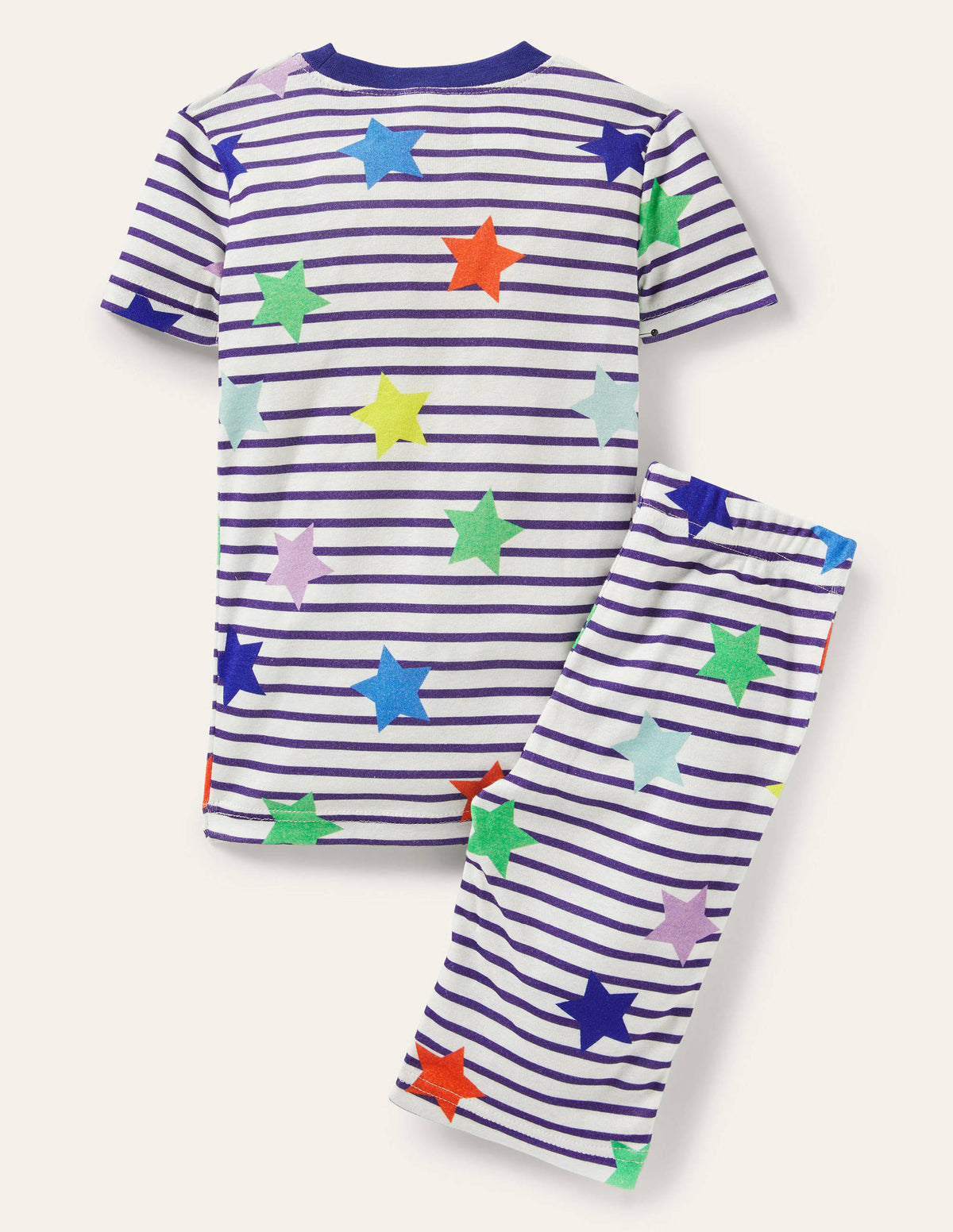 Snug Short John Pajamas-Multi Star Stripe-2