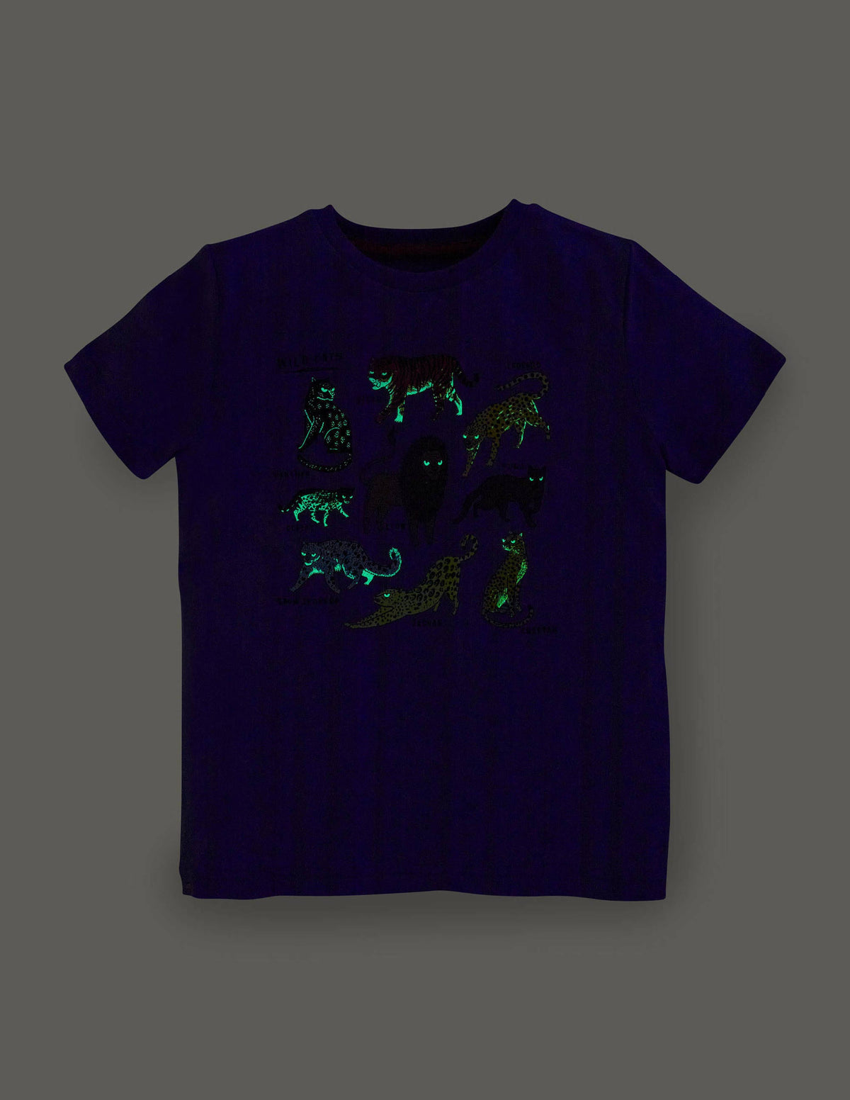 Glow-in-the-dark T-shirt-Bluebell Blue Big Cats-4