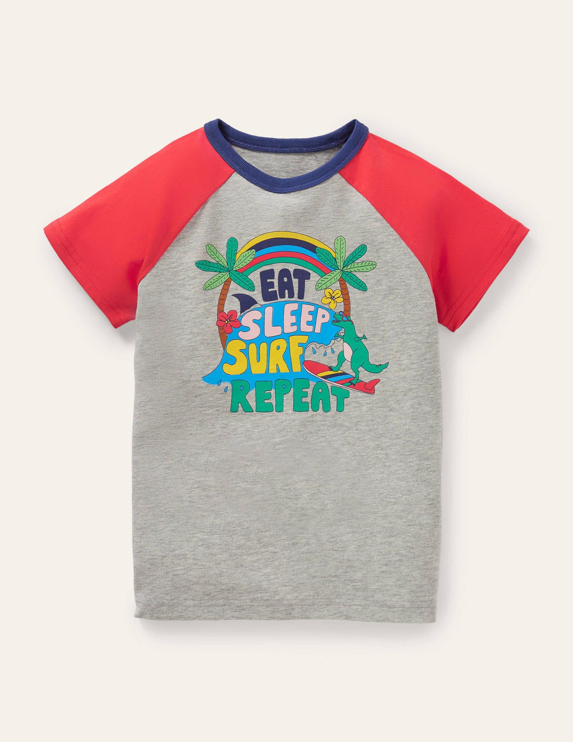 Colourblock Logo T-shirt-Grey Marl Surf-1