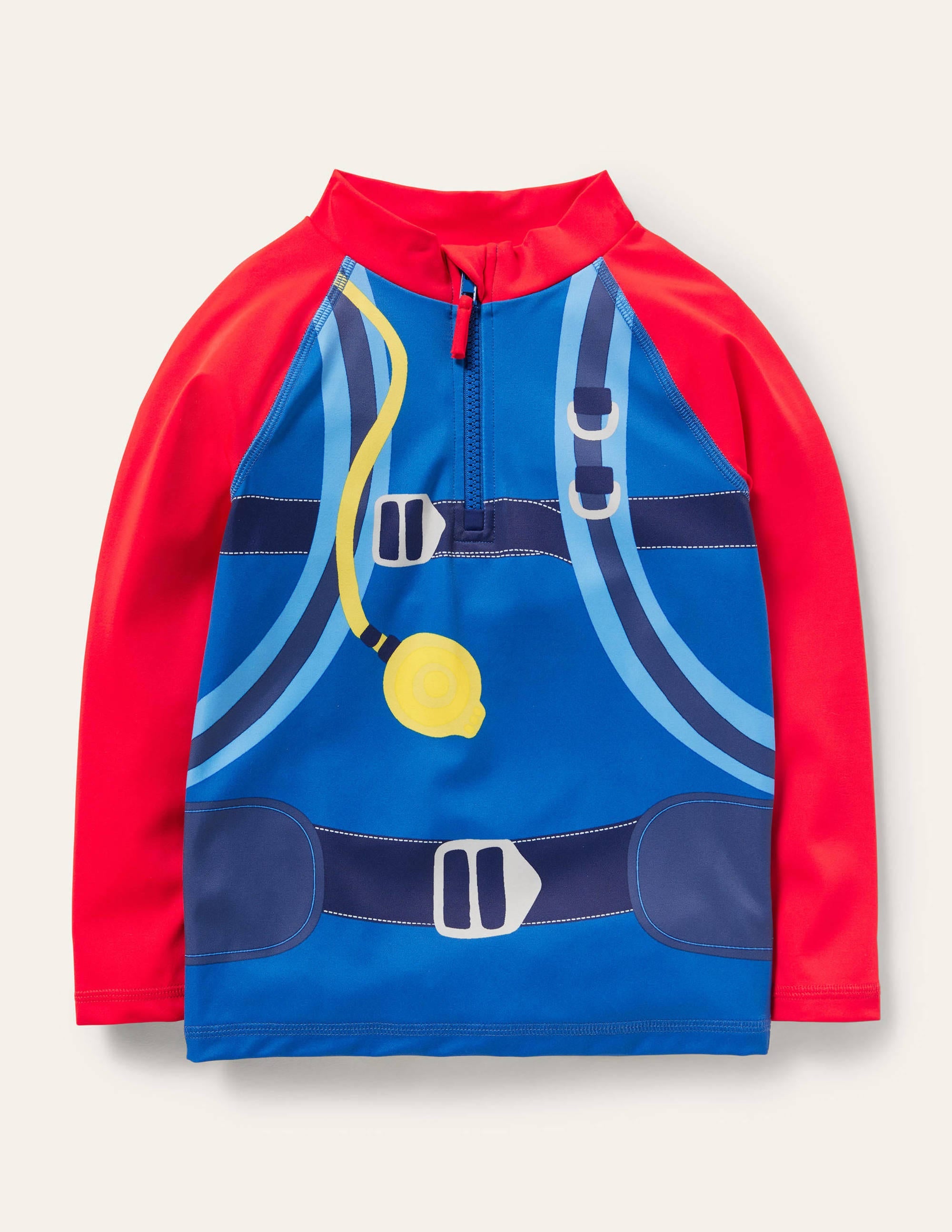 Novelty Rash Guard-Red Turquoise Diver - Image 1