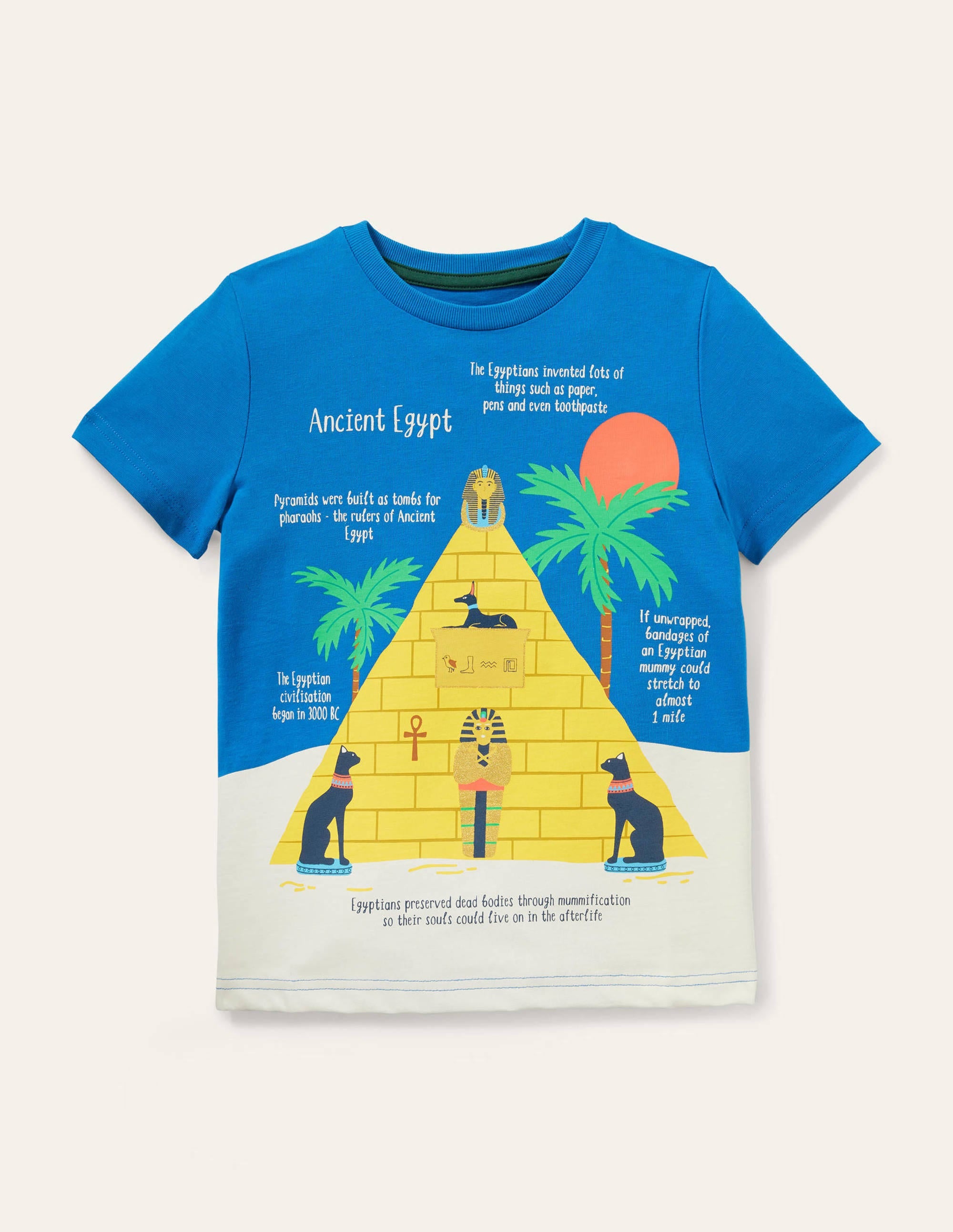 Printed History T-shirt-Bright Blue Marina Pyramid - Image 1