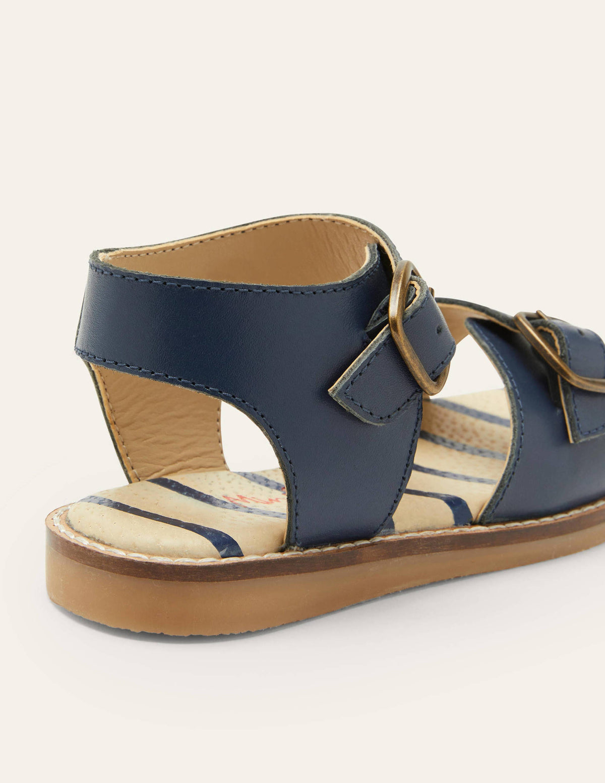 Leather Buckle Sandals-Navy Blue-3