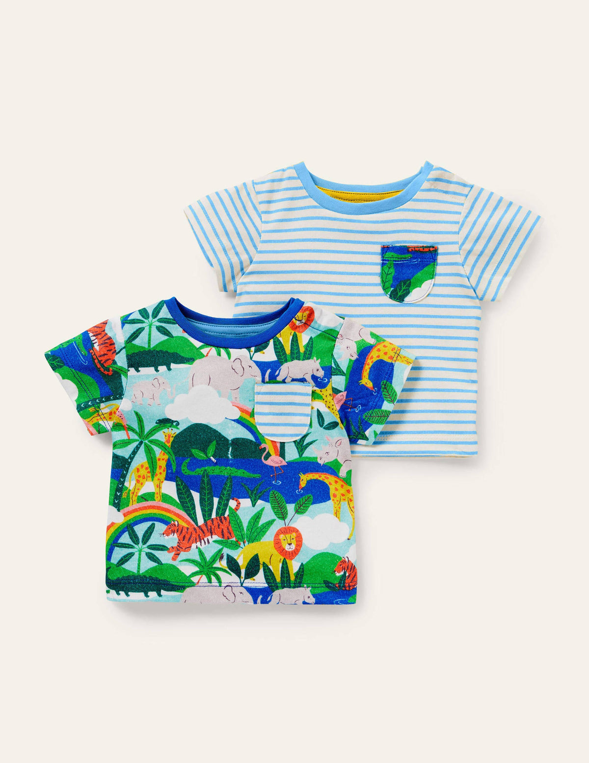 Twin Pack T-Shirts-Multi Rainbow Jungle-1
