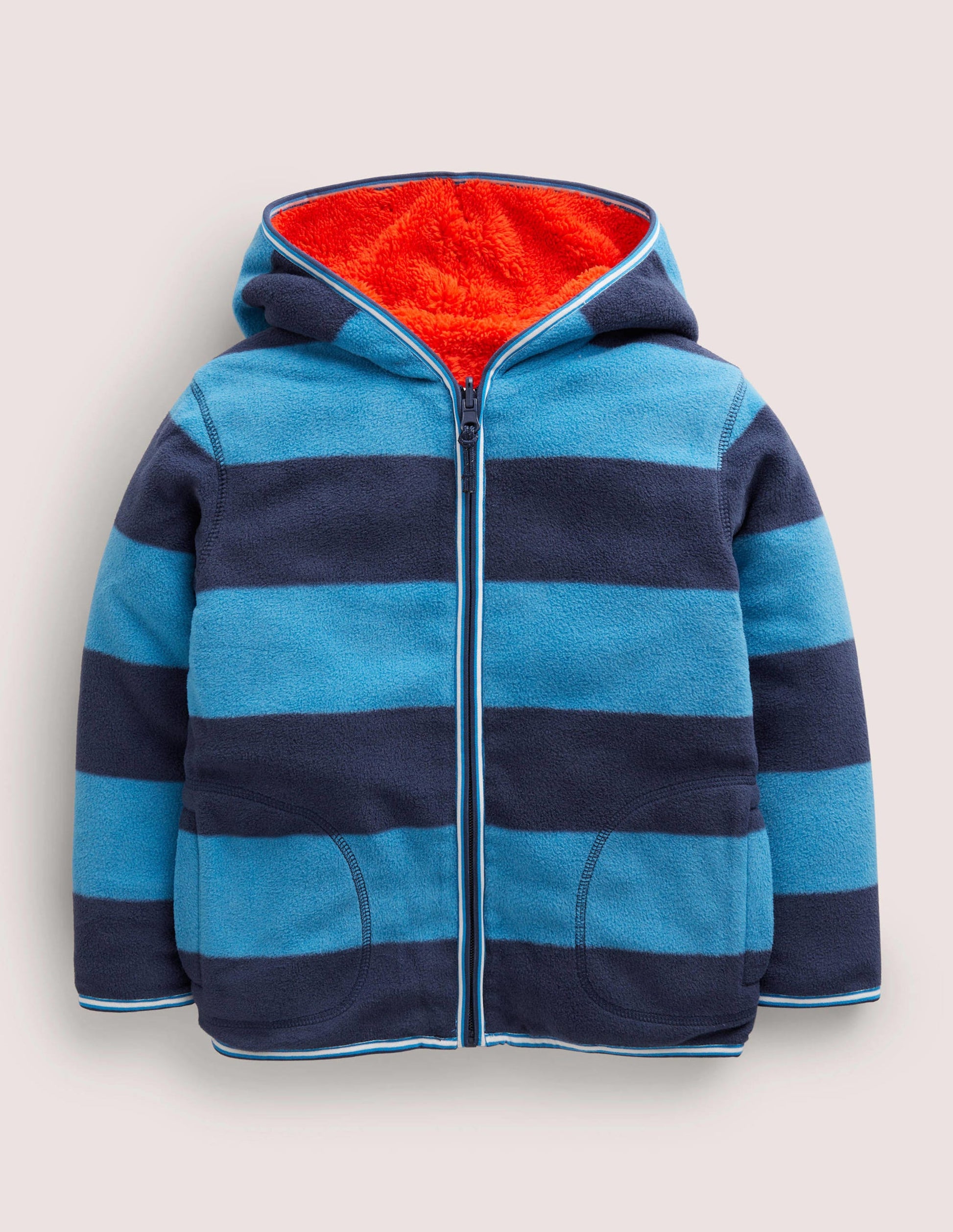 Cosy Reversible Zip-up Hoodie-Rocket Red/ Morroccan Blue-1