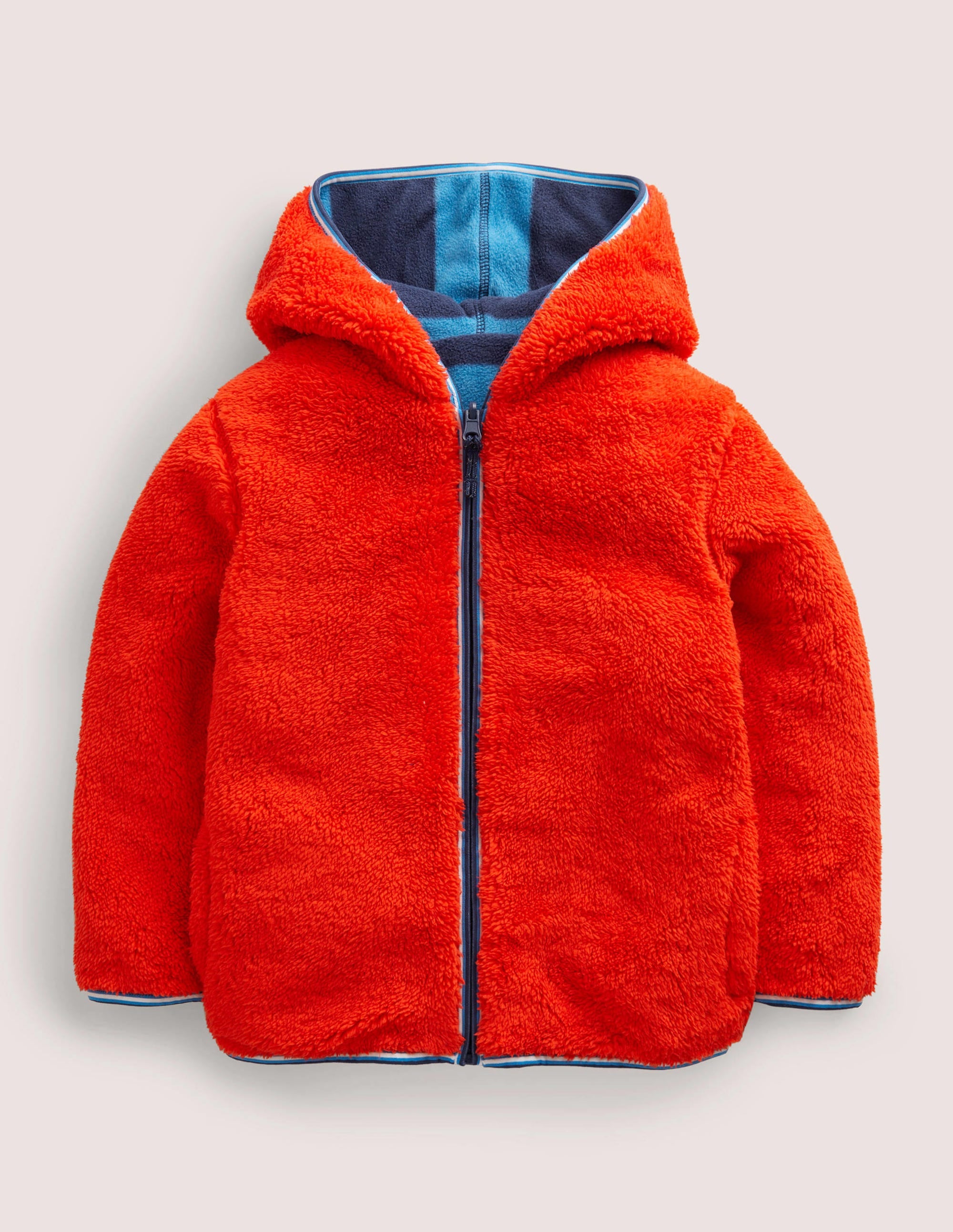 Cosy Reversible Zip-up Hoodie-Rocket Red/ Morroccan Blue - Image 4
