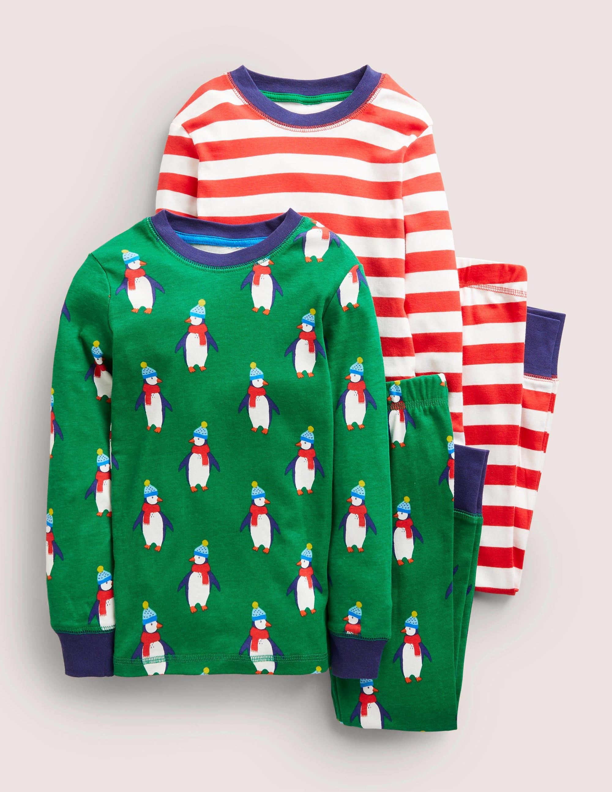 Cosy Twin Pack Long Pajamas-Highland Green Penguins - Image 1