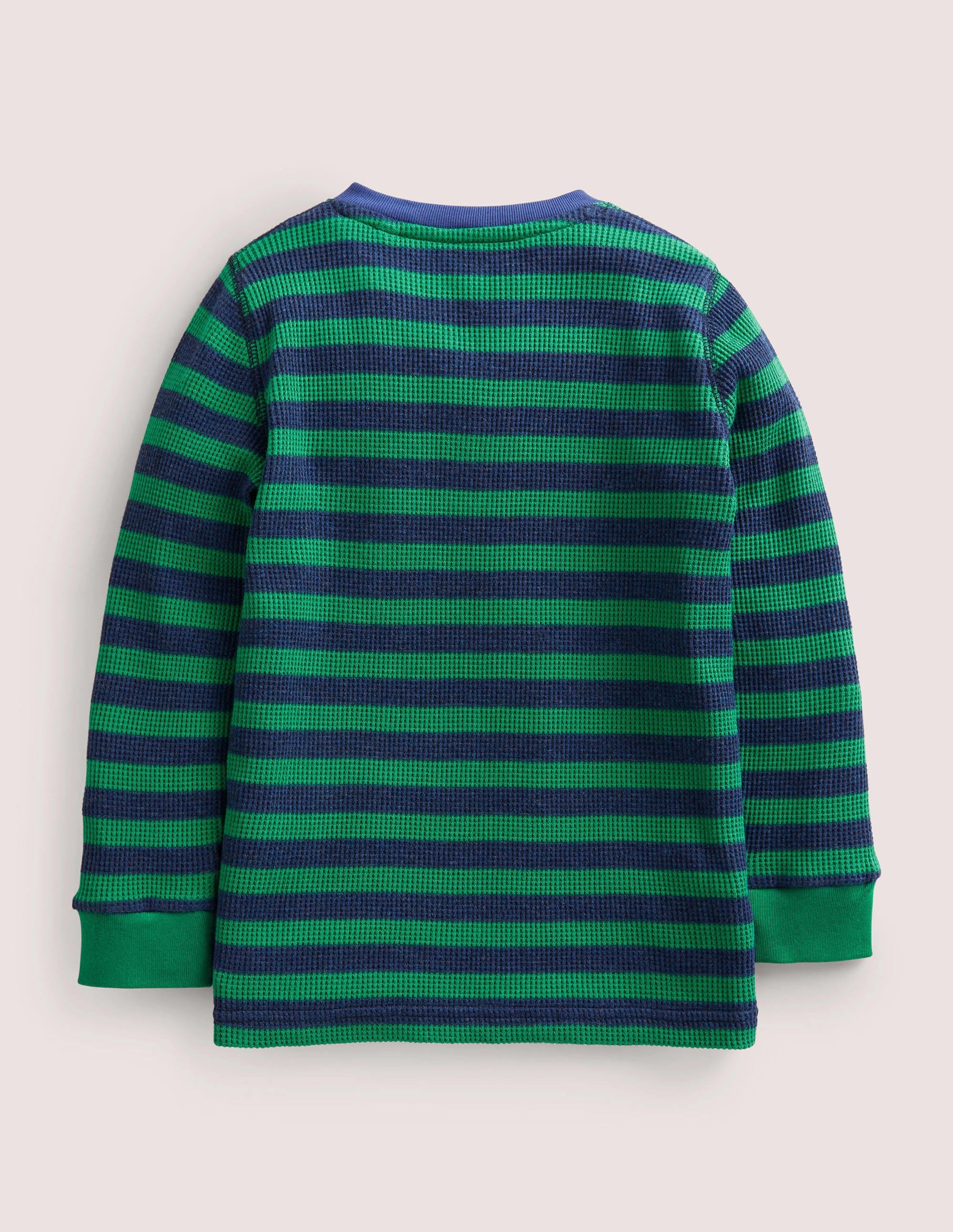 Waffle Henley T-Shirt-Shady Glade Green/ Navy Marl - Image 2