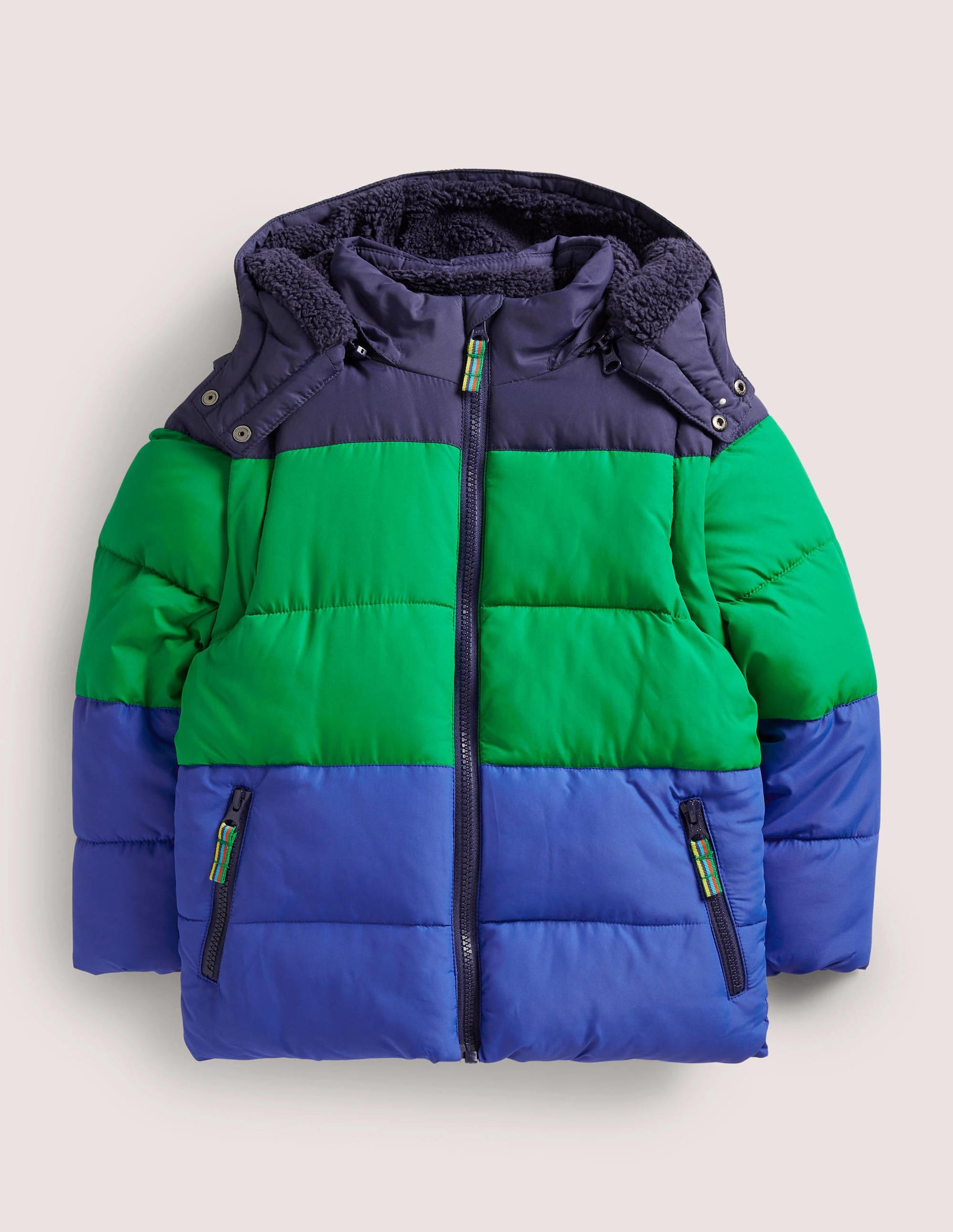 Colorblock 2-in-1 Puffer Jacket-College Navy/Green Colourblock - Image 1