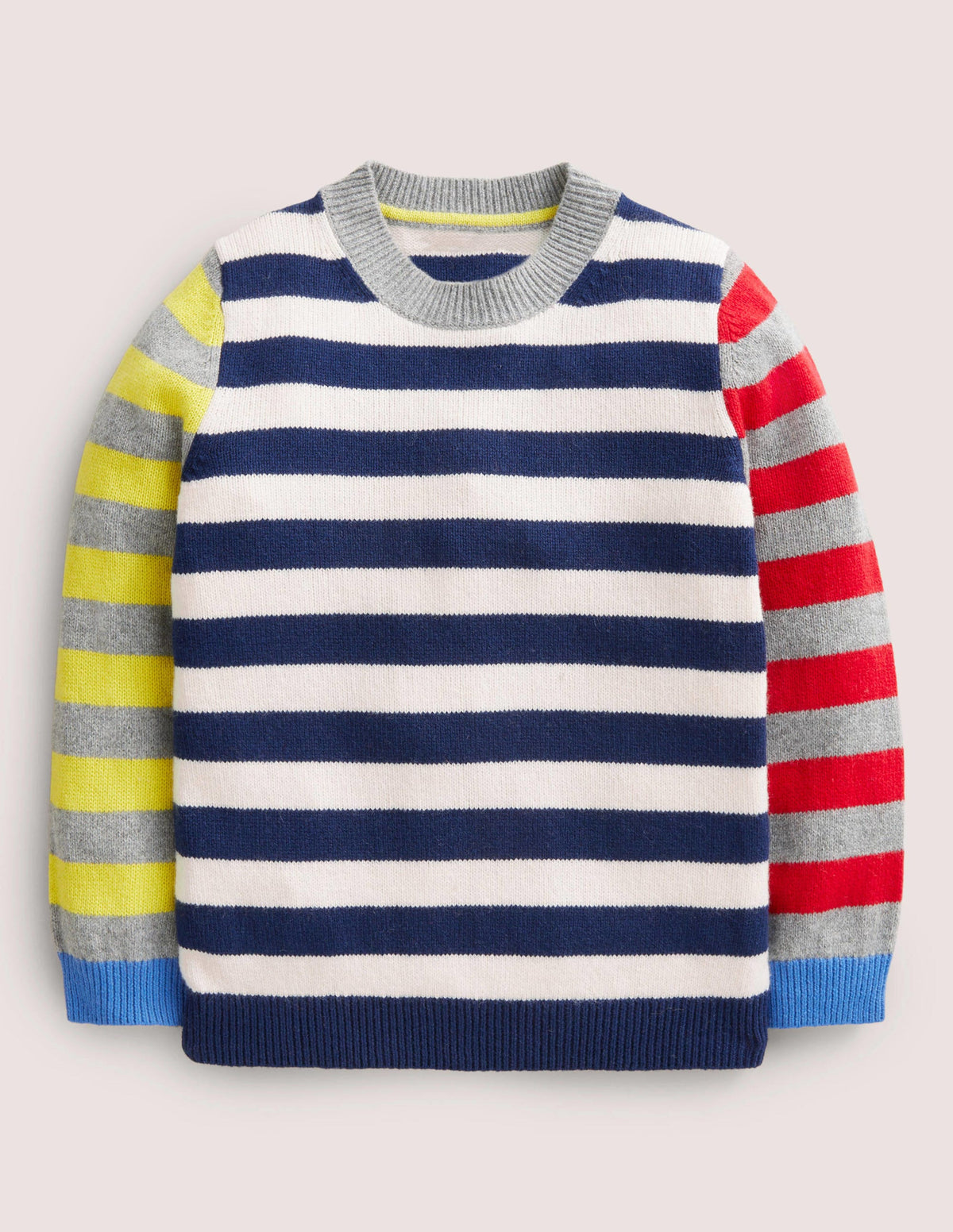 Hotchpotch Crew Neck Sweater-Multi Stripe Colourblock - Image 1