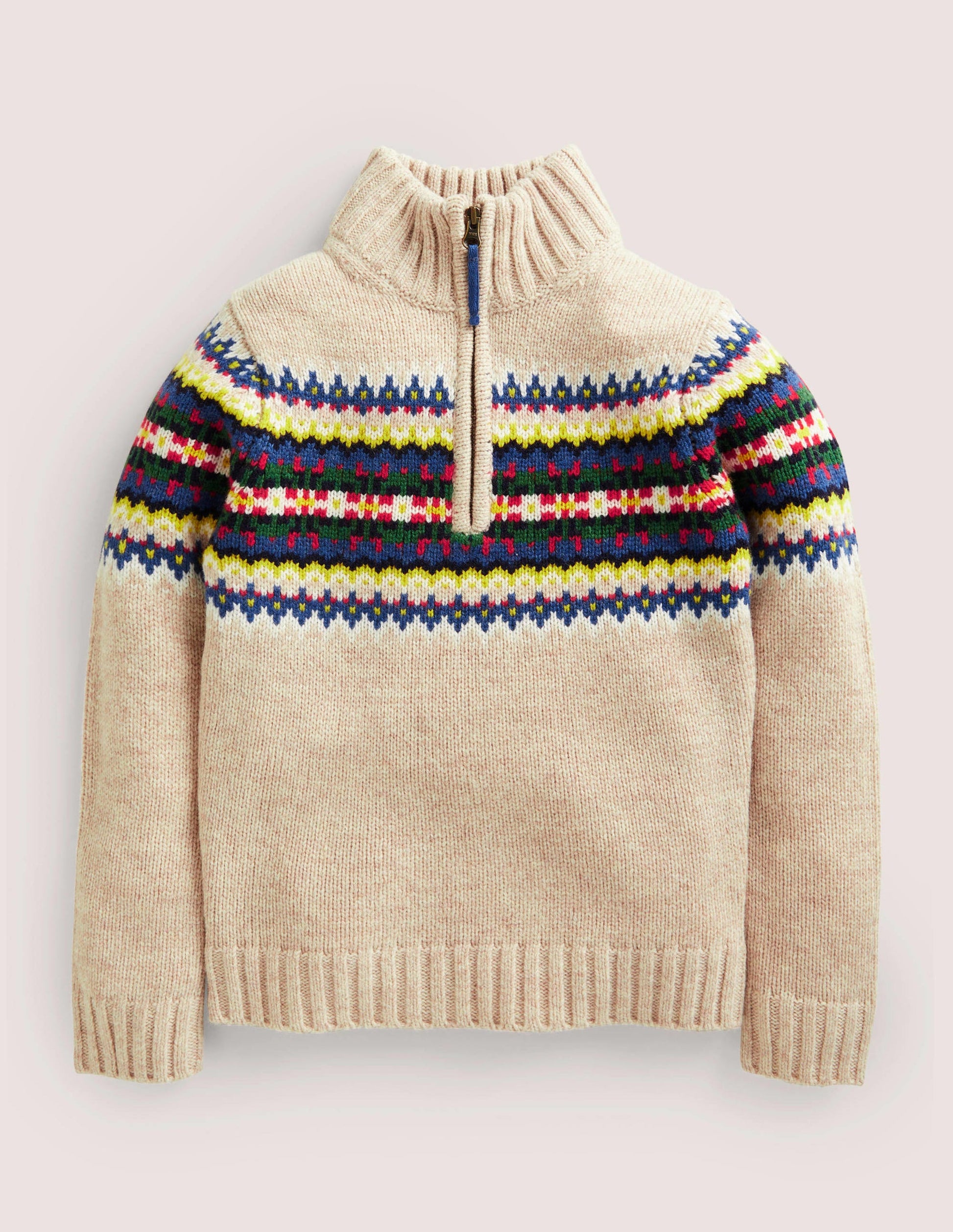 Cable Half Zip Sweater-Ecru Marl-1