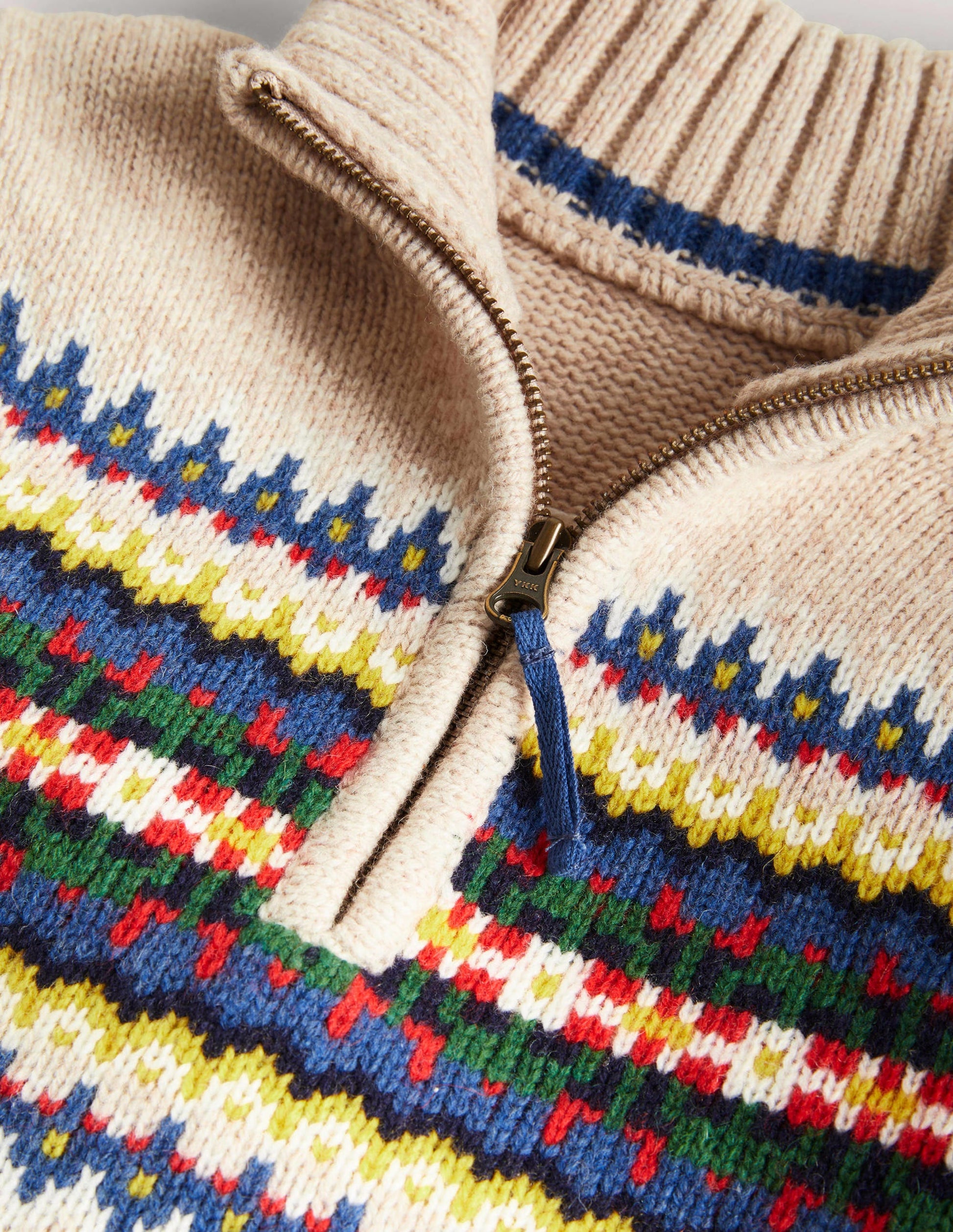 Cable Half Zip Sweater-Ecru Marl-3
