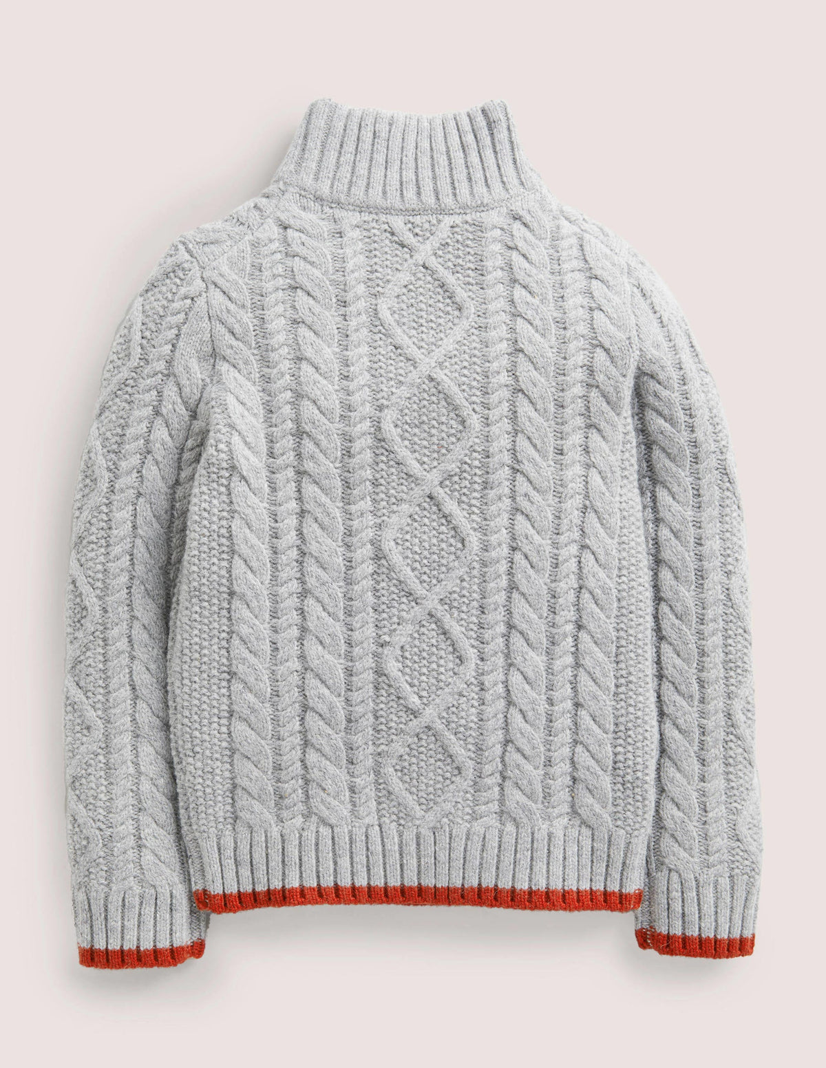 Grey Half Zip Cable Knit Sweater-Grey Marl Cable-2