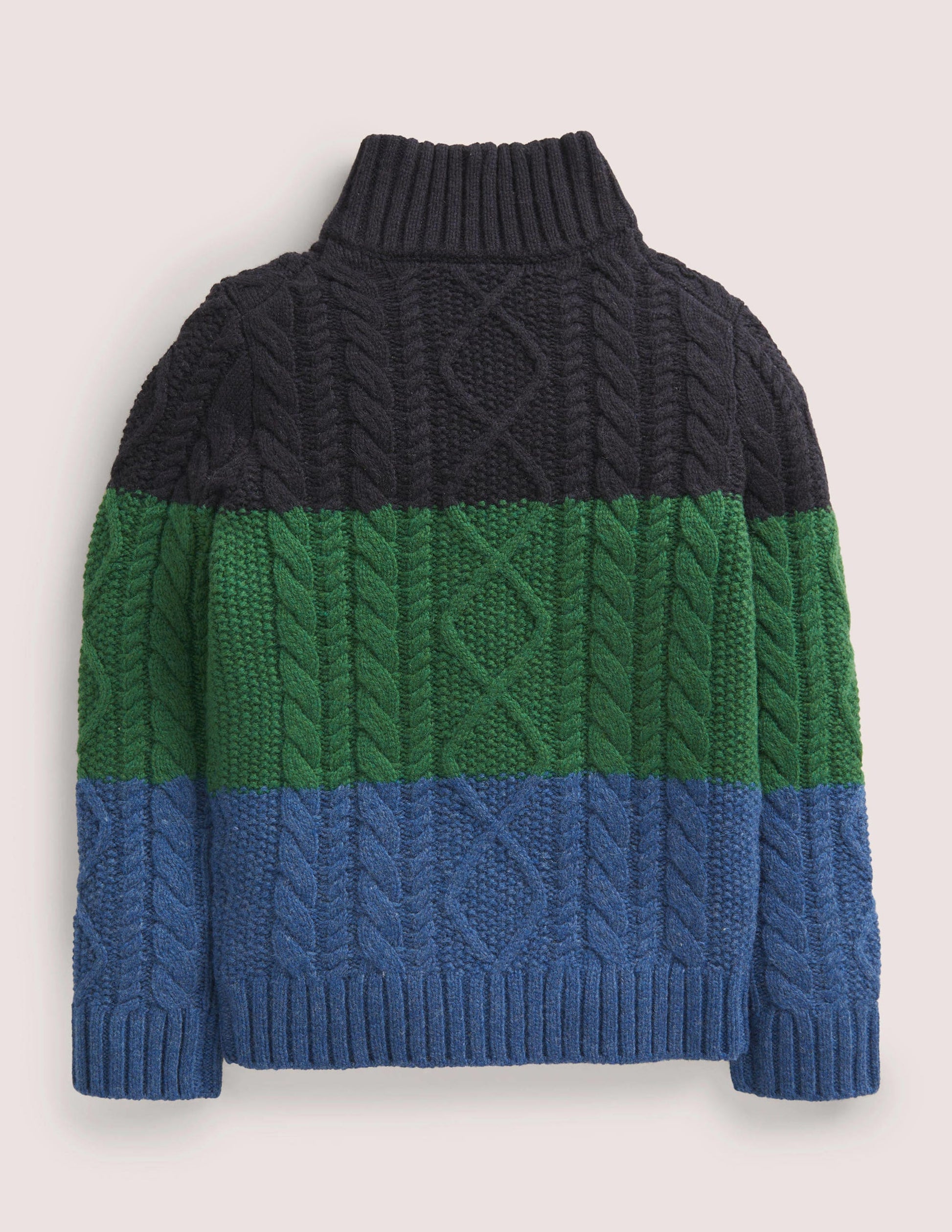 Colorblock Half Zip Cable Knit Sweater-Multi Colourblock-2