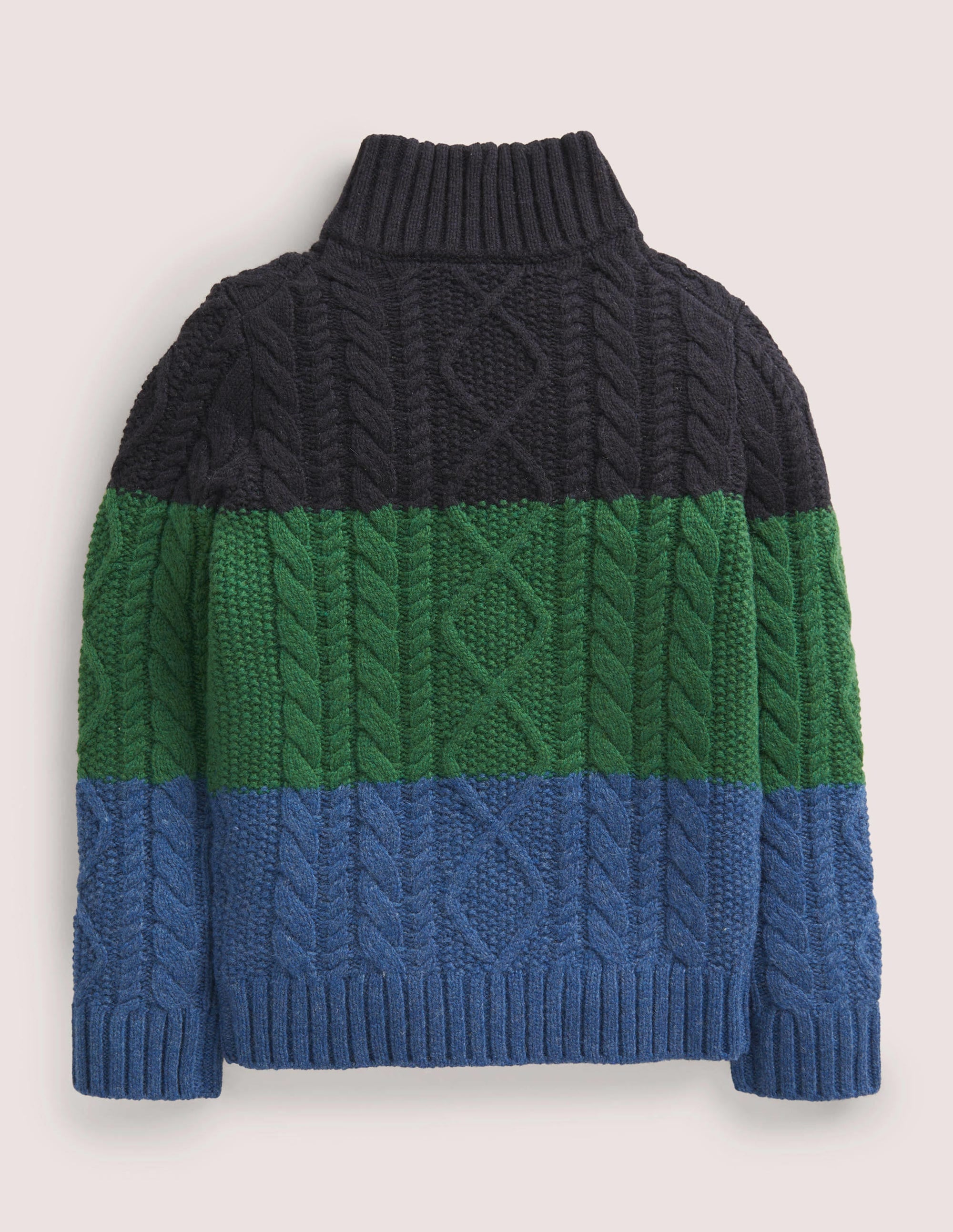 Colorblock Half Zip Cable Knit Sweater-Multi Colourblock - Image 2