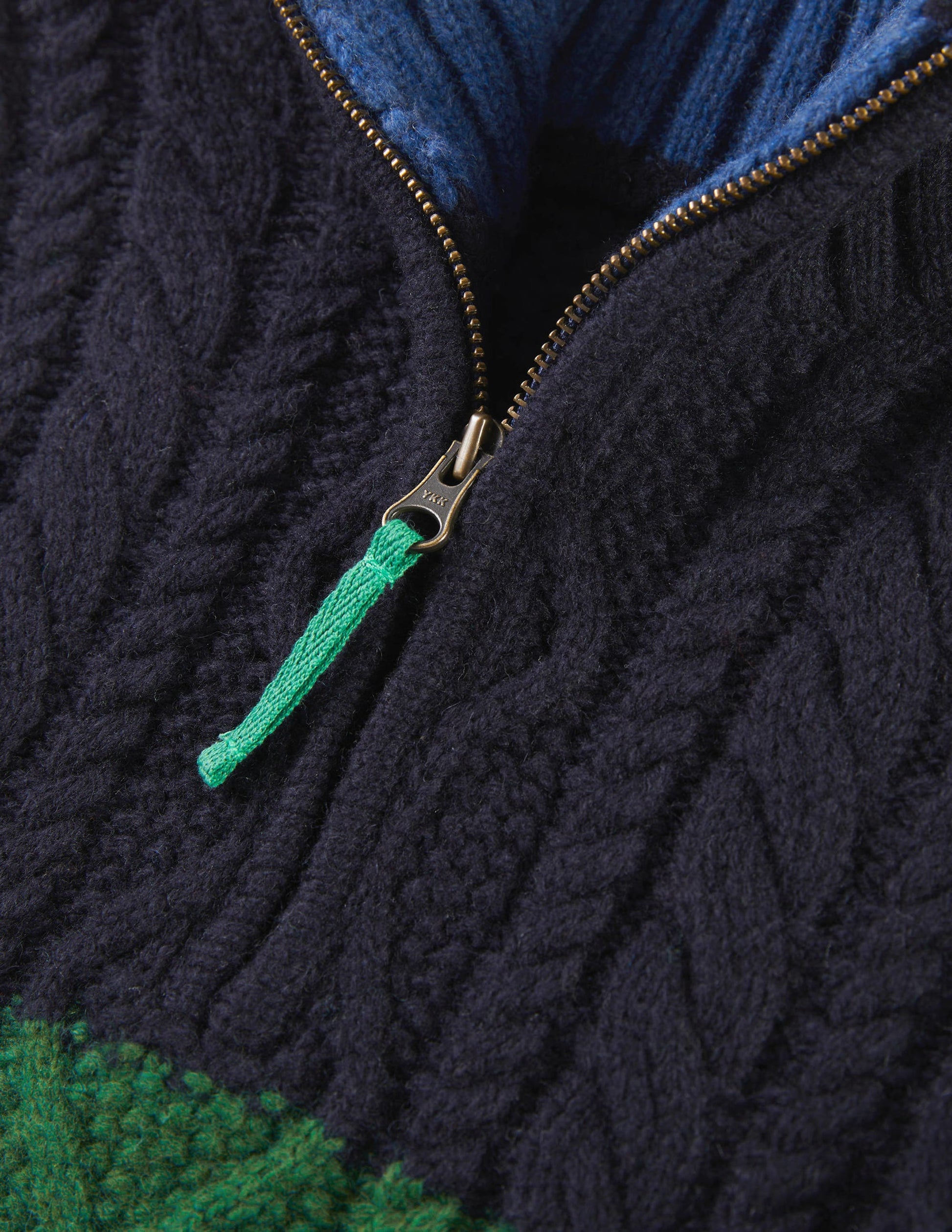 Colorblock Half Zip Cable Knit Sweater-Multi Colourblock-3