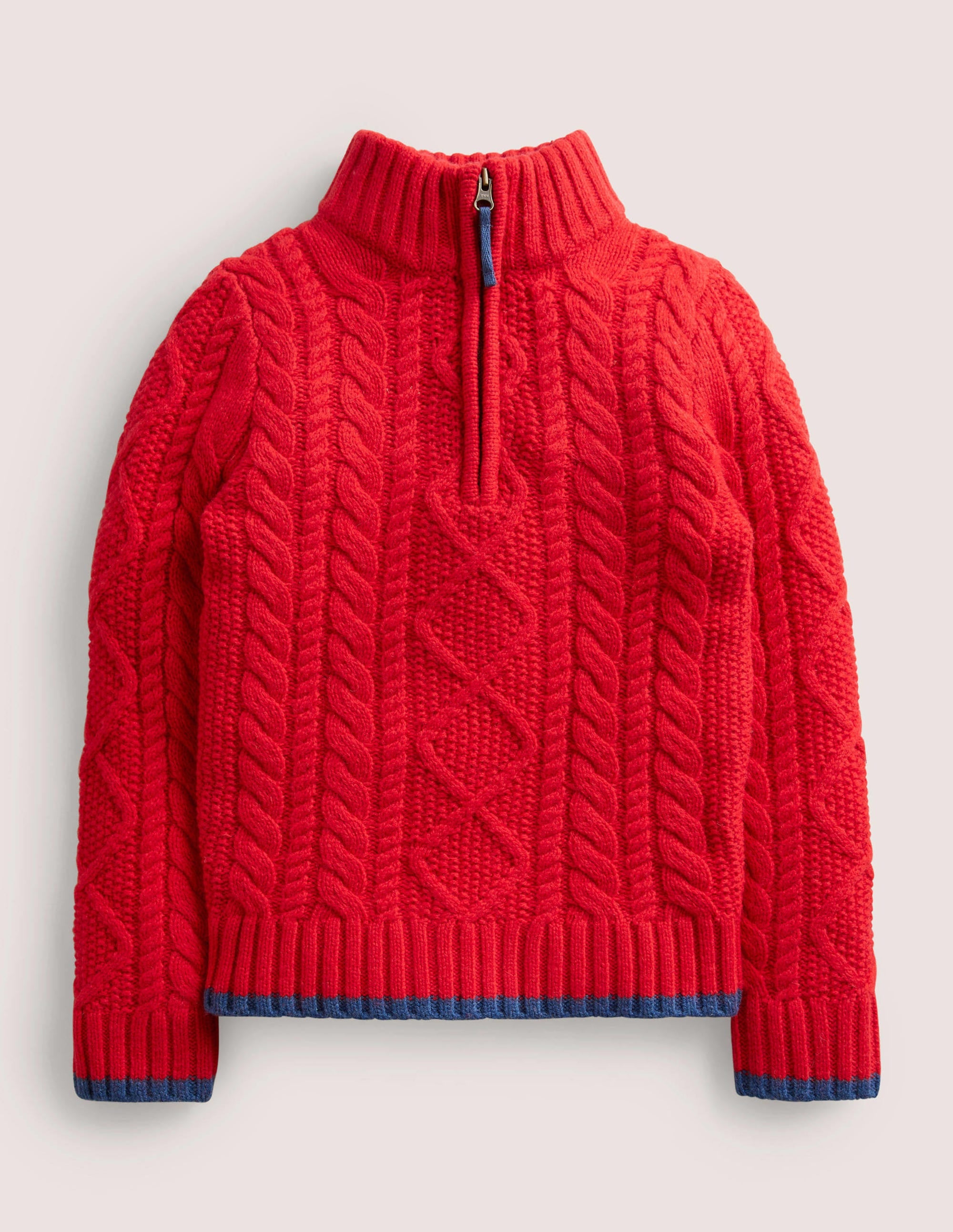 Cable Half Zip Sweater-Rockabilly Red Cable - Image 1