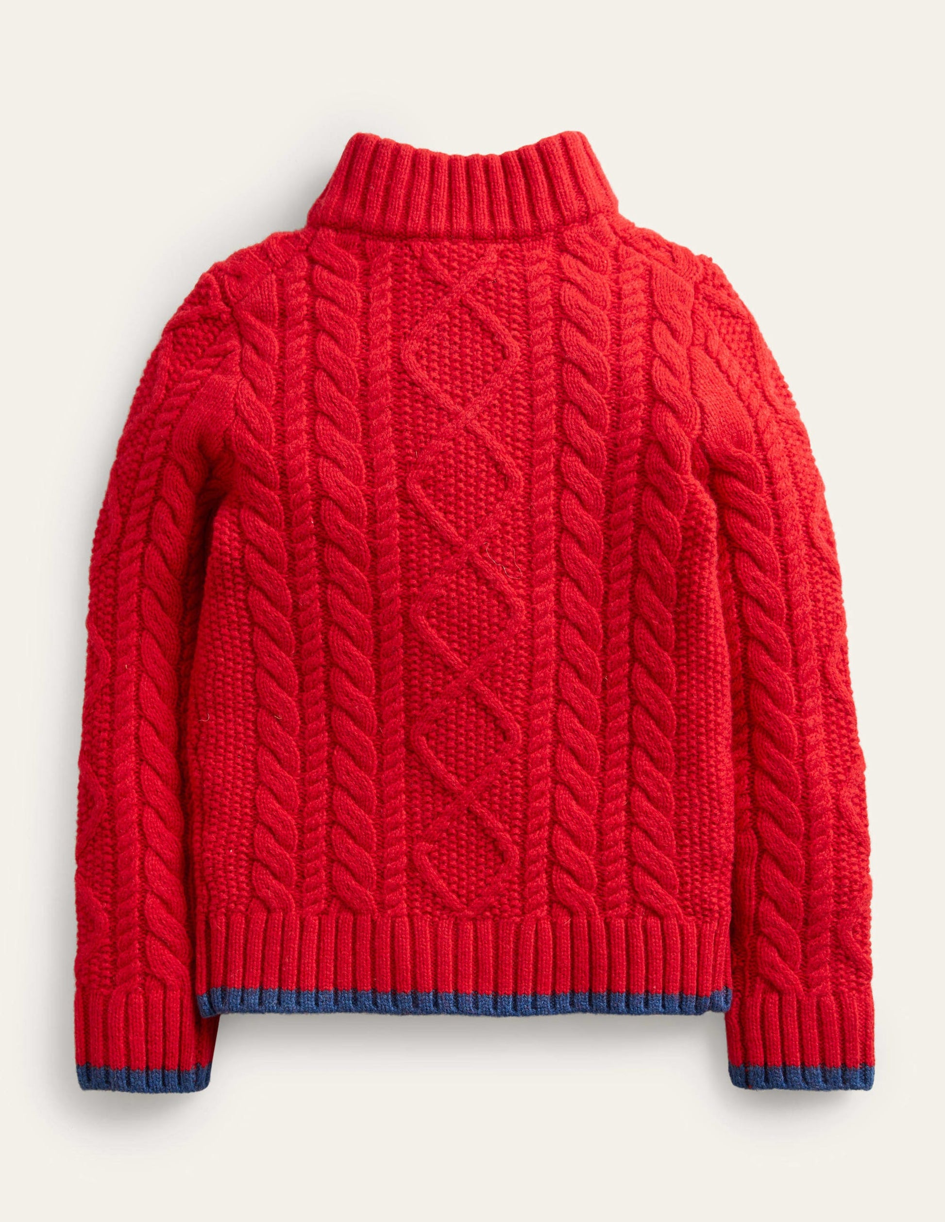 Cable Half Zip Sweater-Rockabilly Red Cable-2