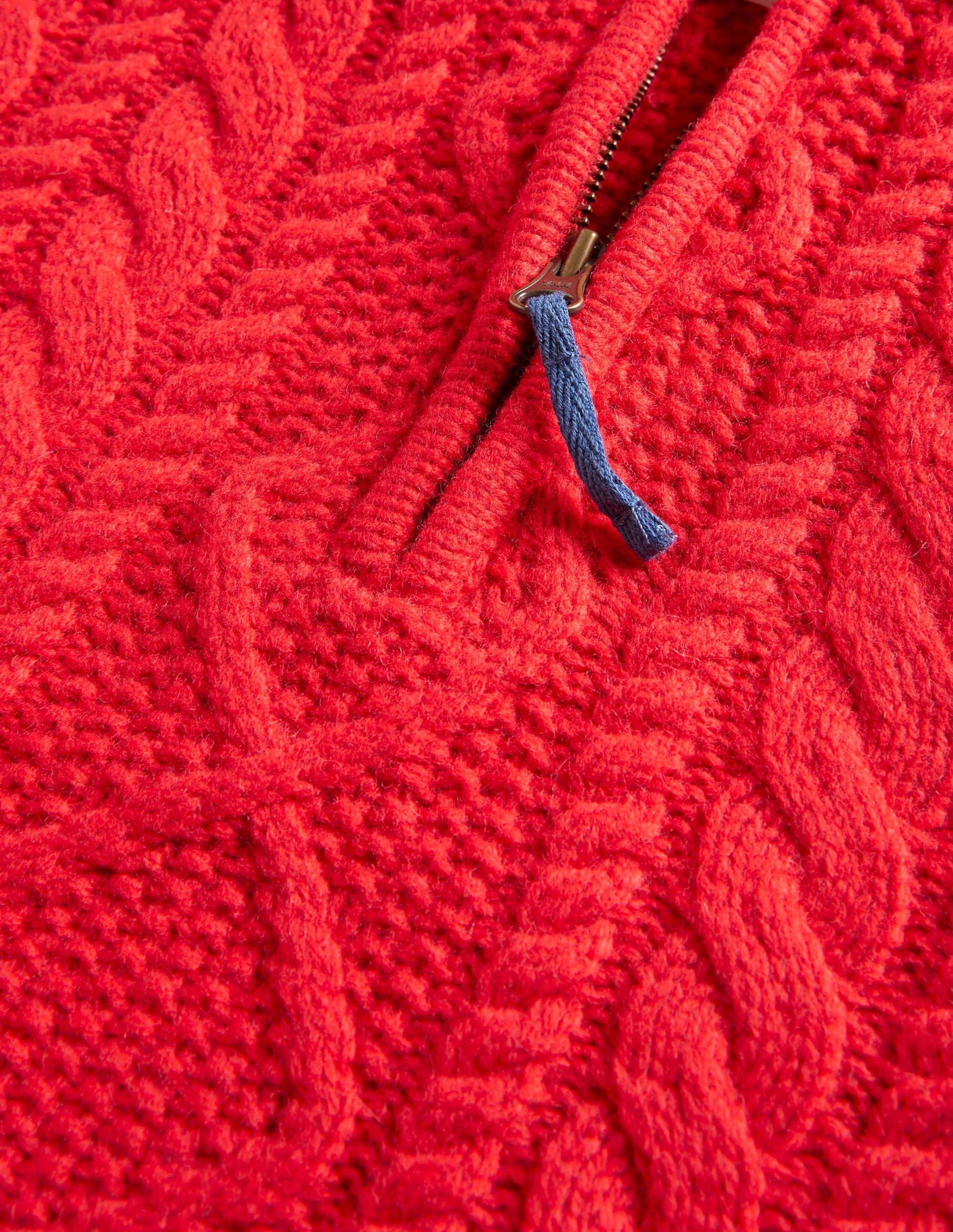 Cable Half Zip Sweater-Rockabilly Red Cable - Image 3