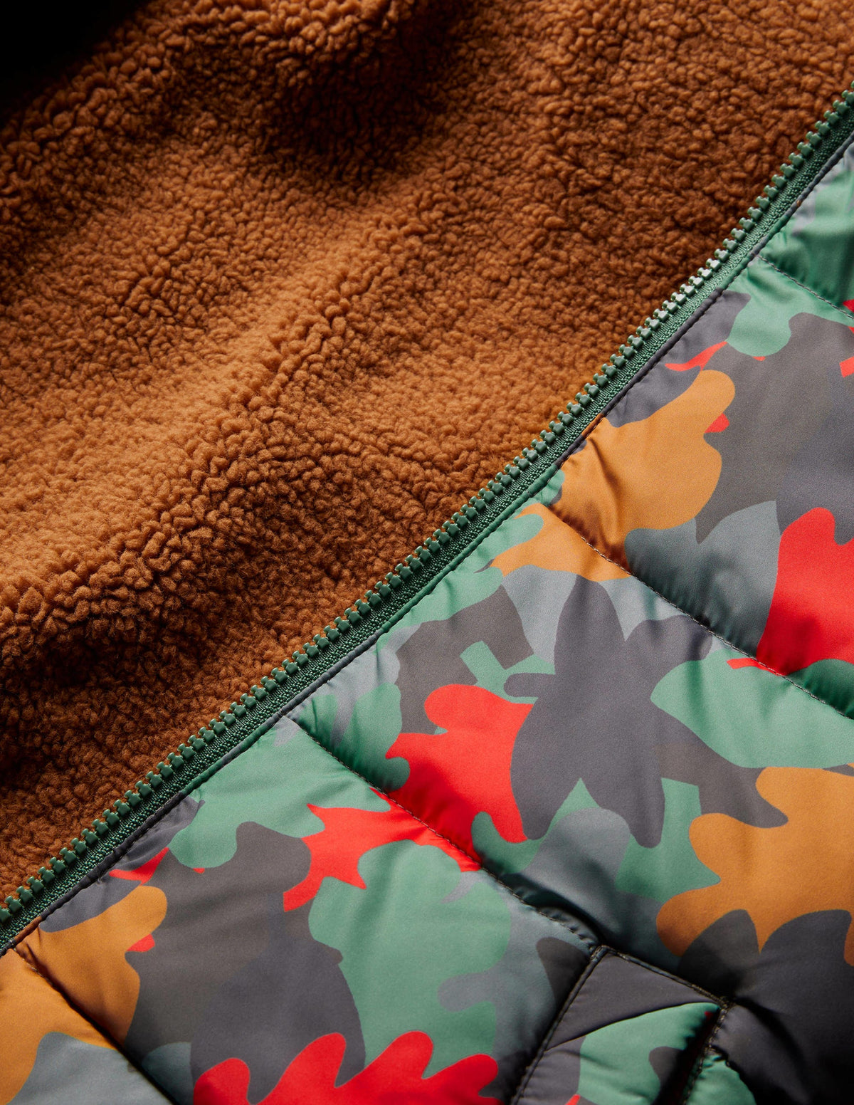 Autumn Leaf Reversible Teddy Puffer Jacket-Rosemary Autumn Leaf Camo - Image 3