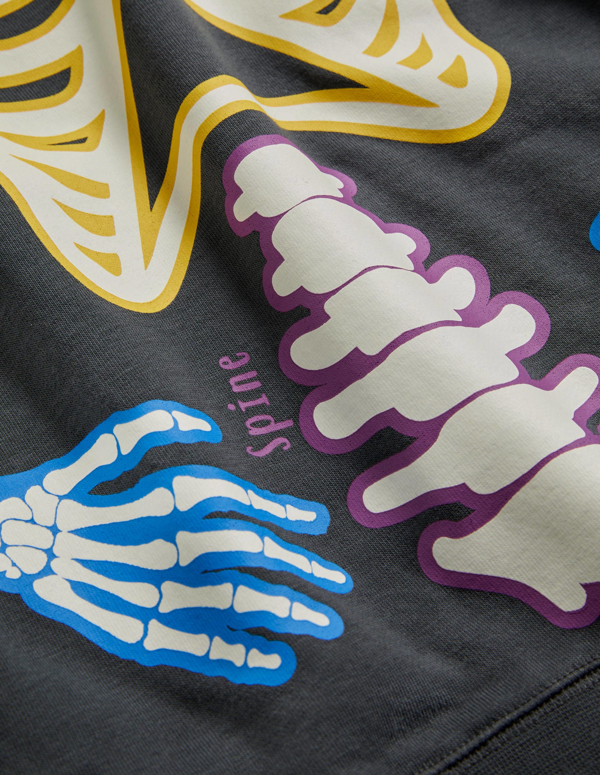 Halloween Glow Skeleton Hoodie-Smoke Grey Glowing Skeleton - Image 3