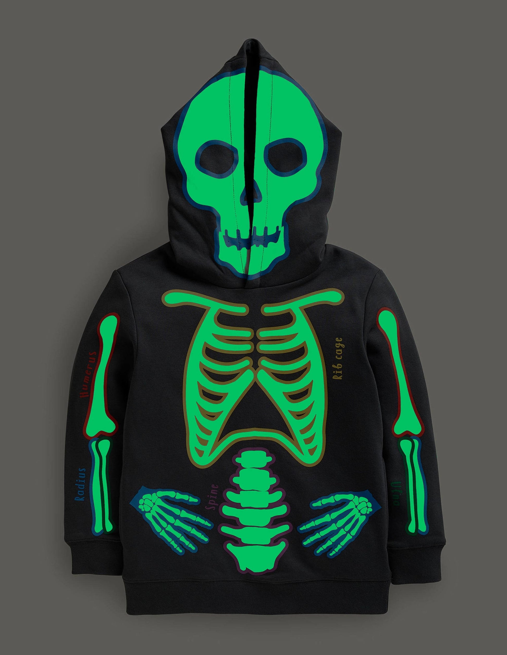Halloween Glow Skeleton Hoodie-Smoke Grey Glowing Skeleton-4